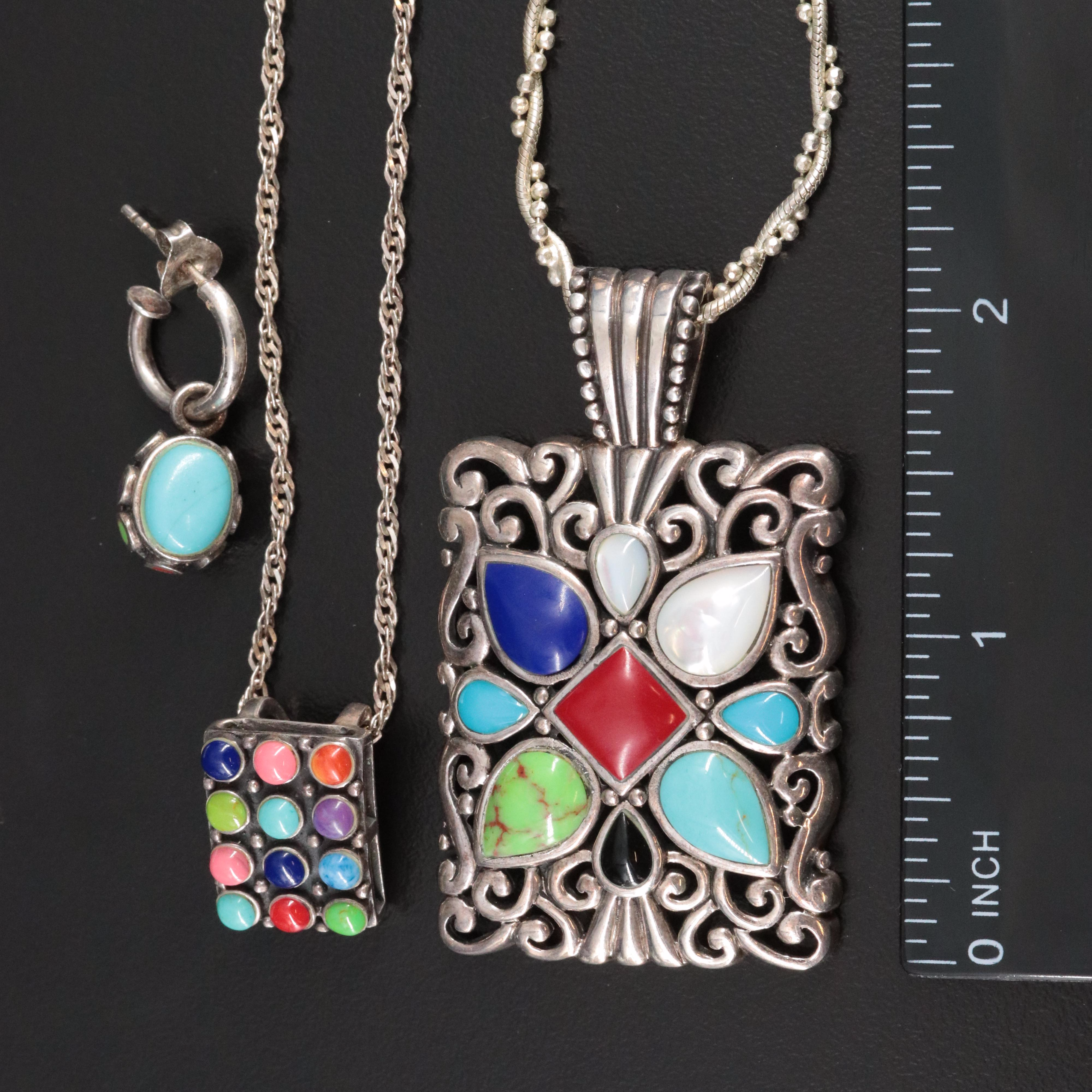 Mexican Sterling Mother-of-Pearl and Turquoise Jewelry Collection