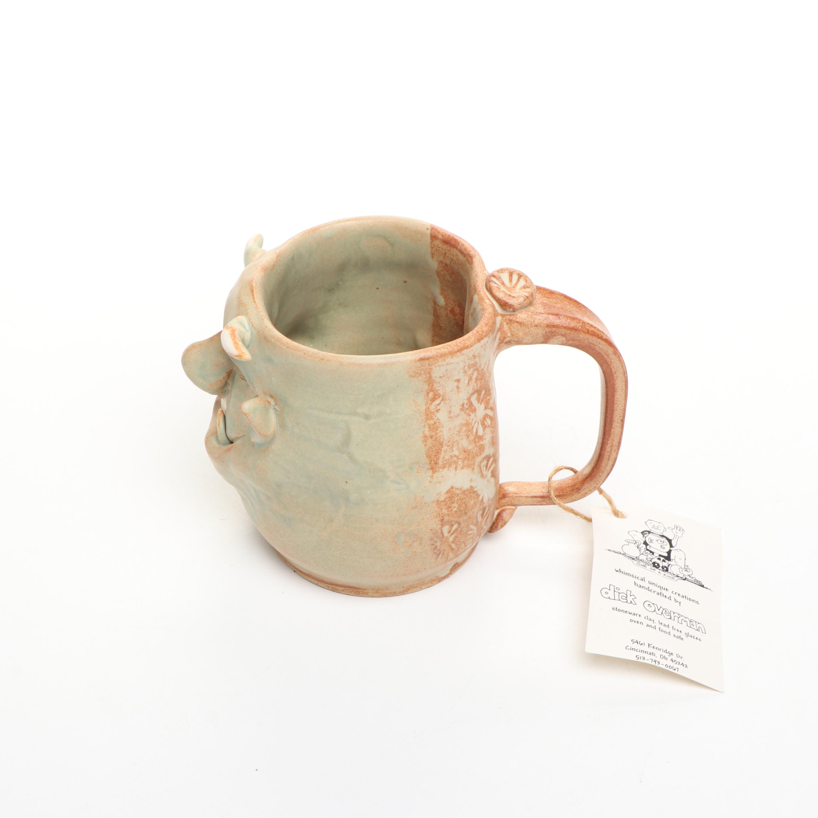 Dick Overman Figural Stoneware Mug, 21st Century