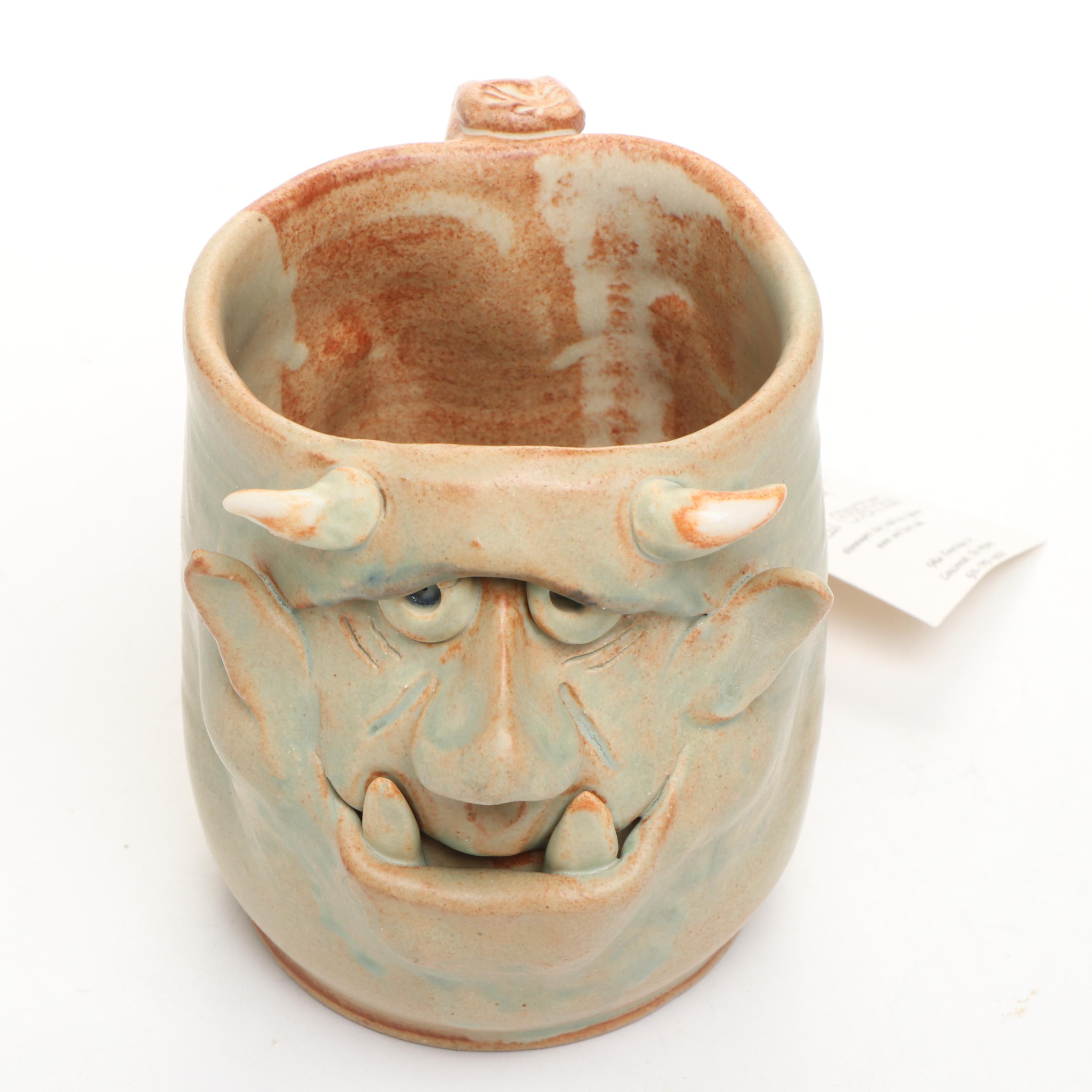 Dick Overman Figural Stoneware Mug, 21st Century