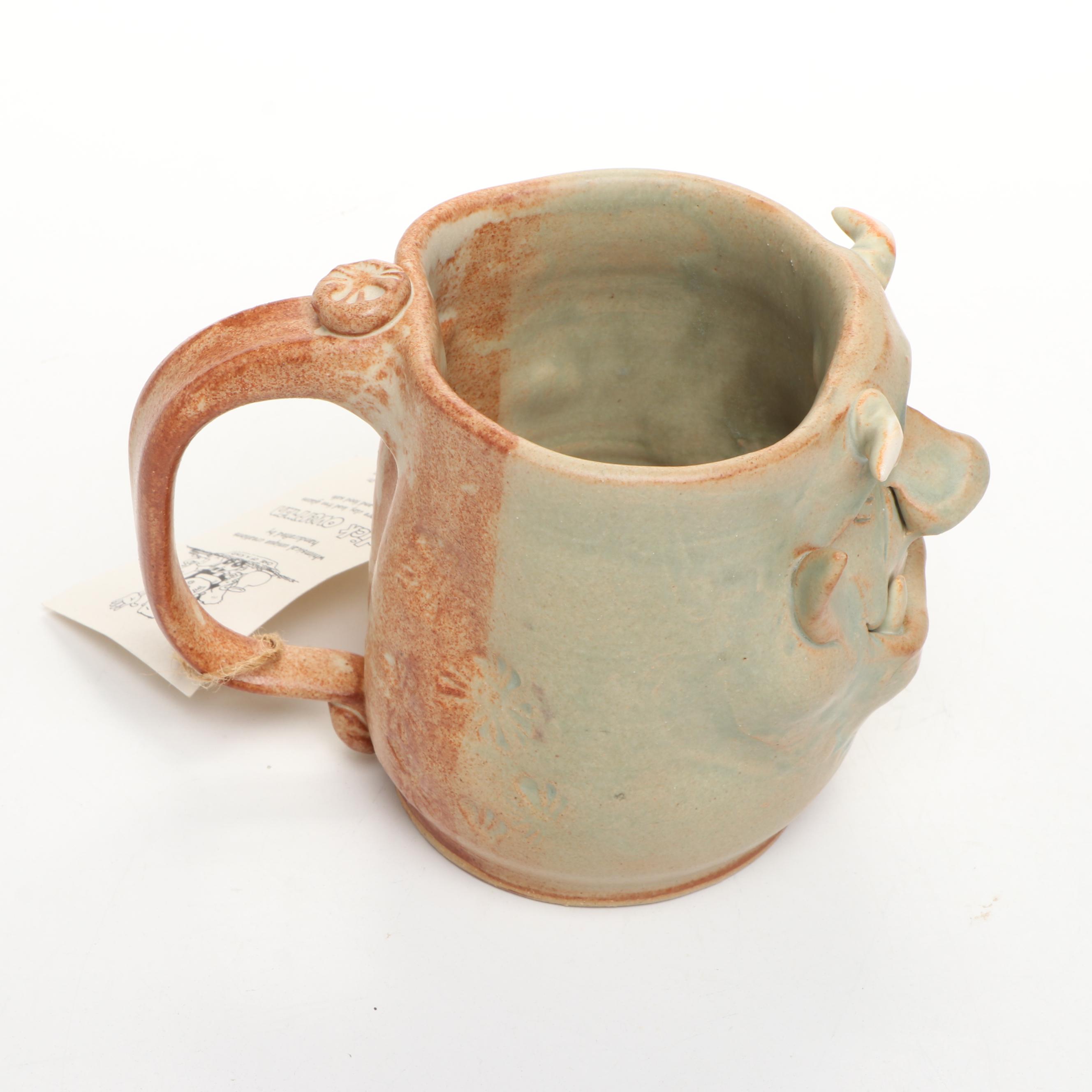 Dick Overman Figural Stoneware Mug, 21st Century