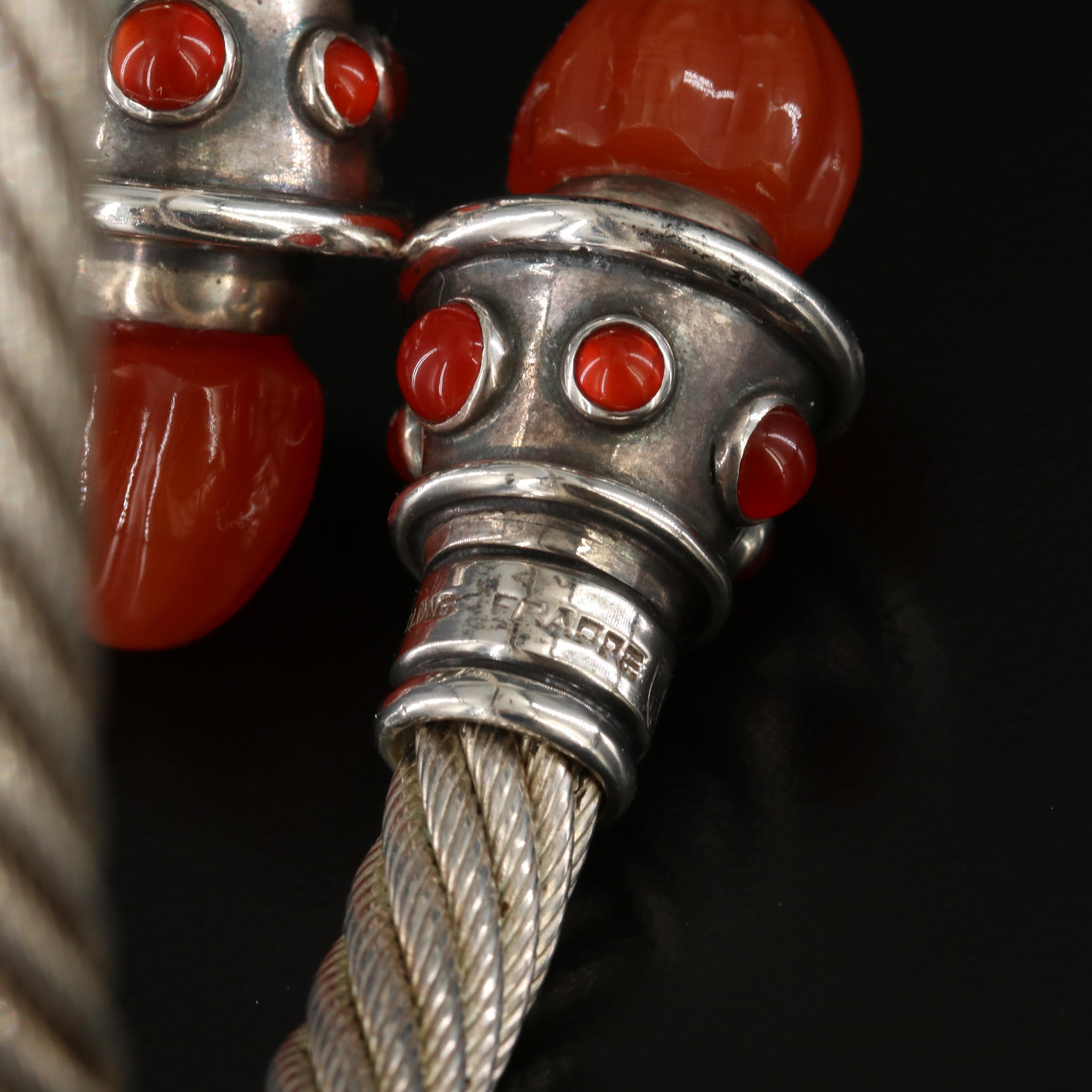 Modernist James Frappe Sterling Carnelian Bypass Bracelet