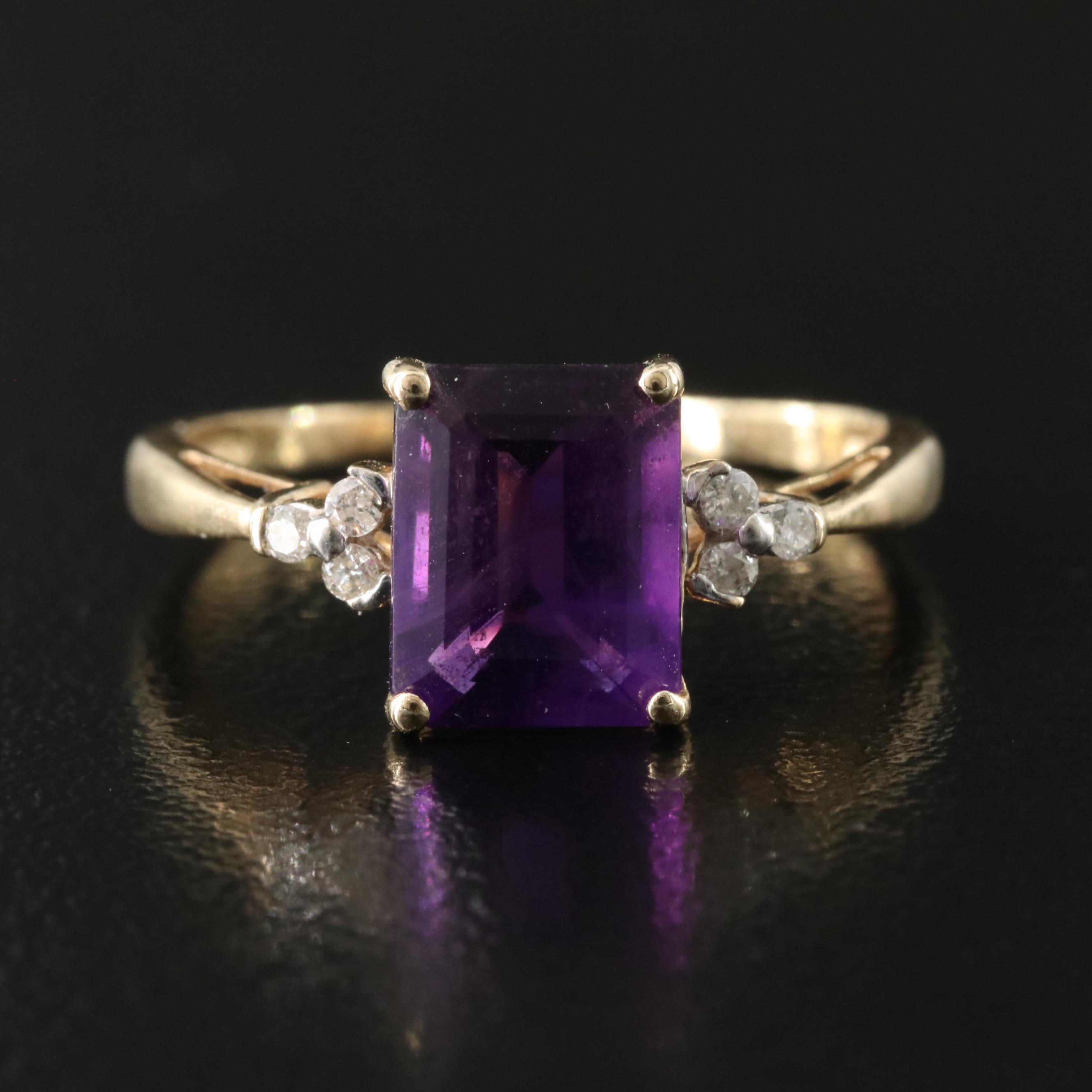 14K Amethyst and Diamond Ring