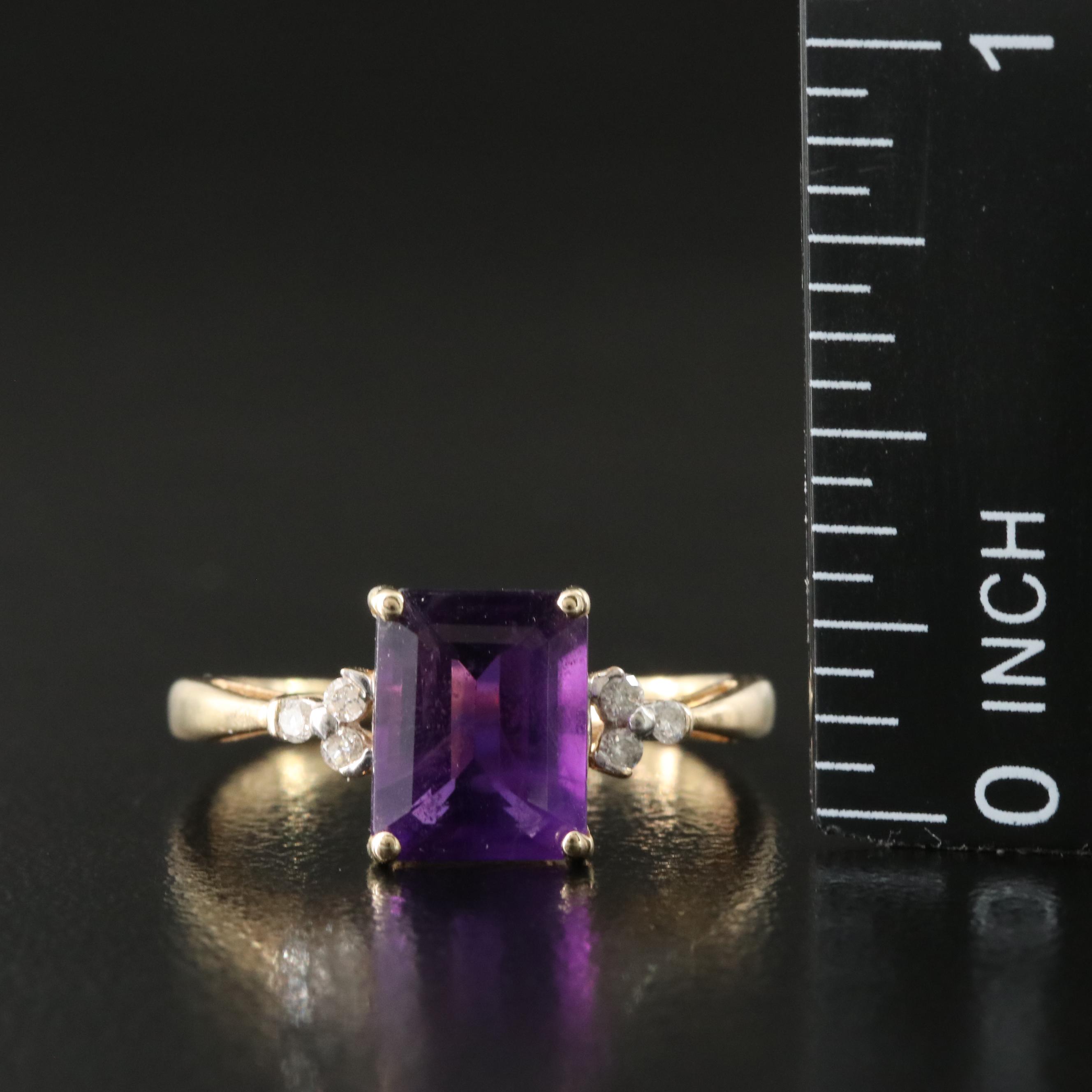 14K Amethyst and Diamond Ring