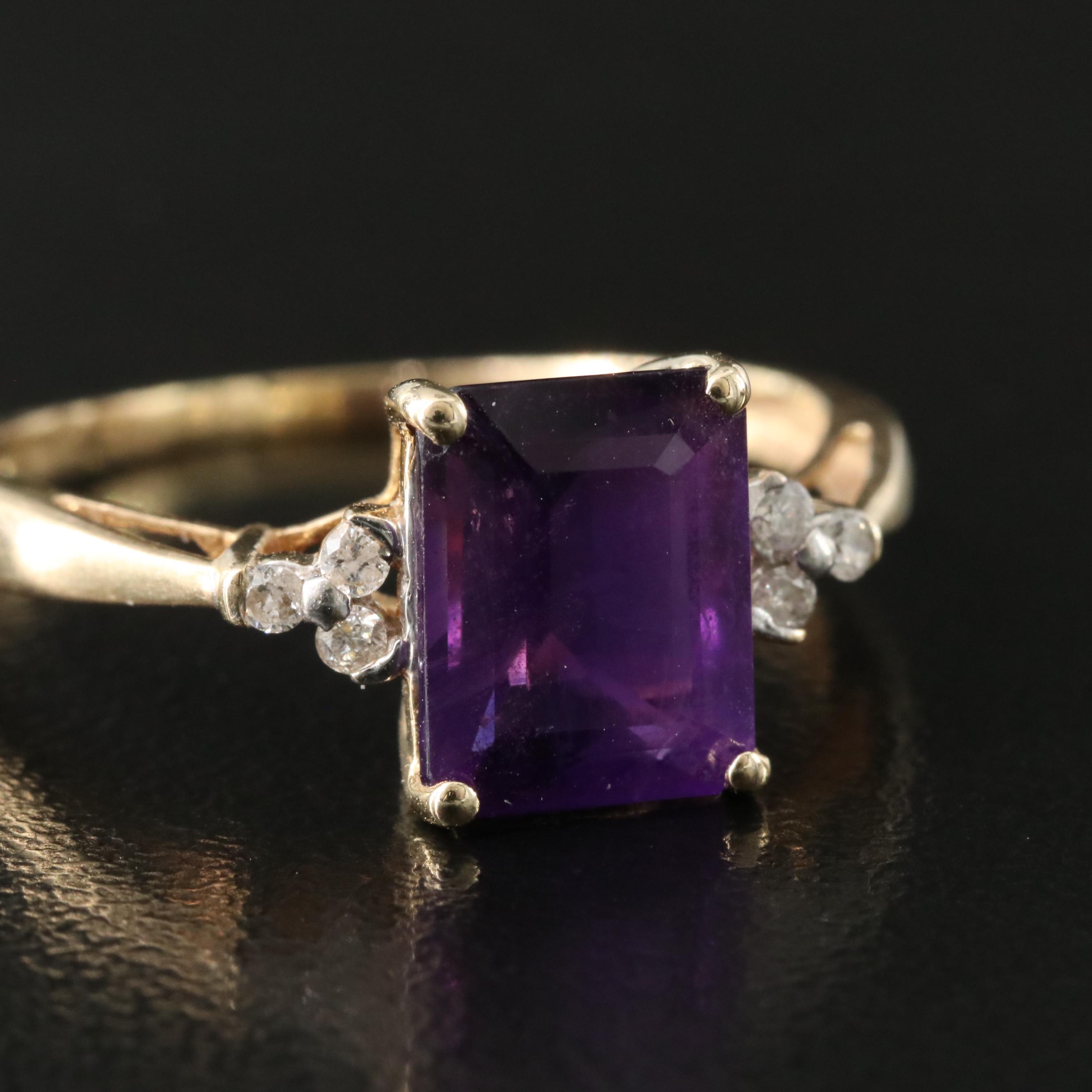 14K Amethyst and Diamond Ring