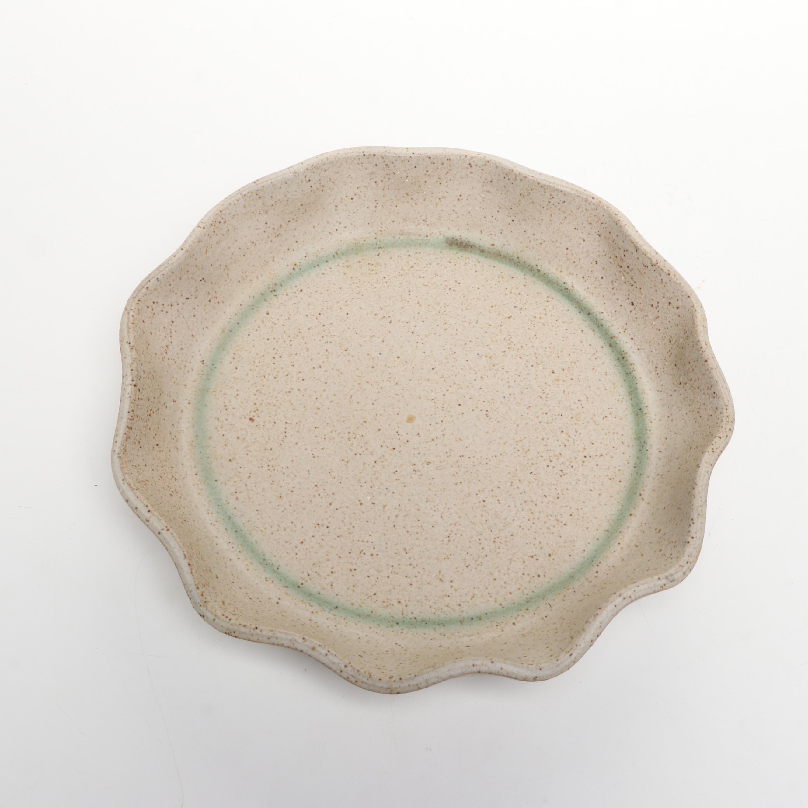 Dick Overman Stoneware Colander and Pie Plate, 21st Century