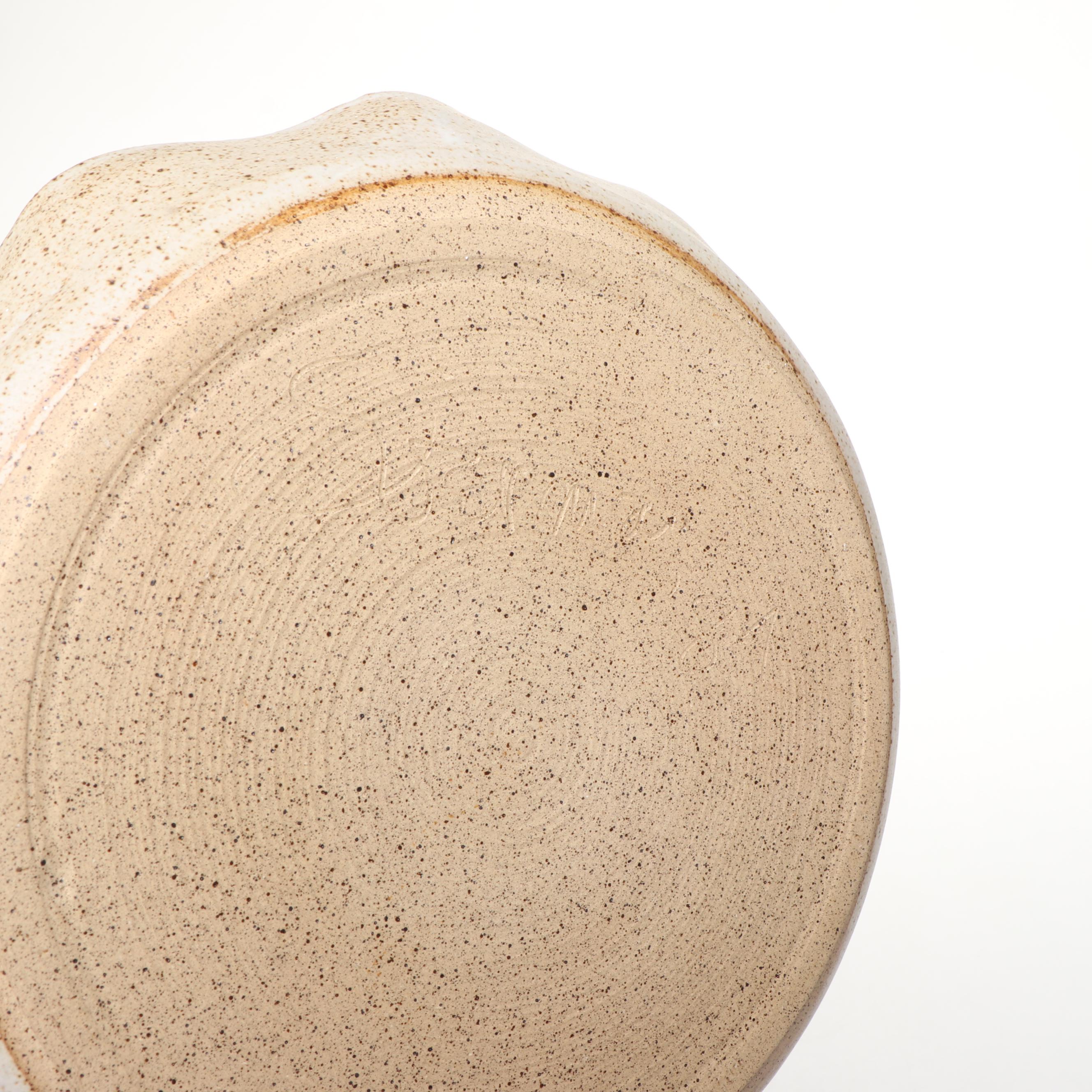 Dick Overman Stoneware Colander and Pie Plate, 21st Century