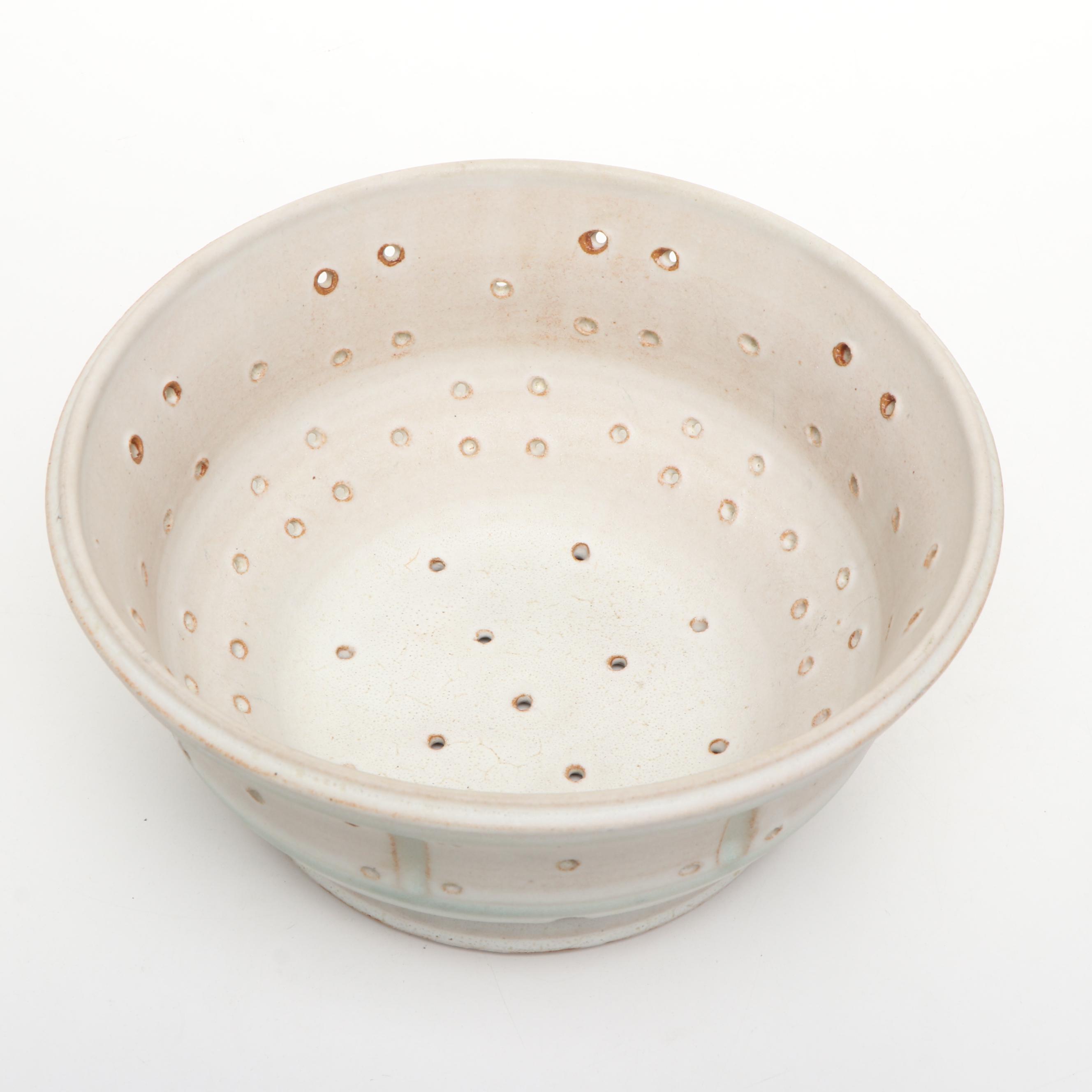 Dick Overman Stoneware Colander and Pie Plate, 21st Century
