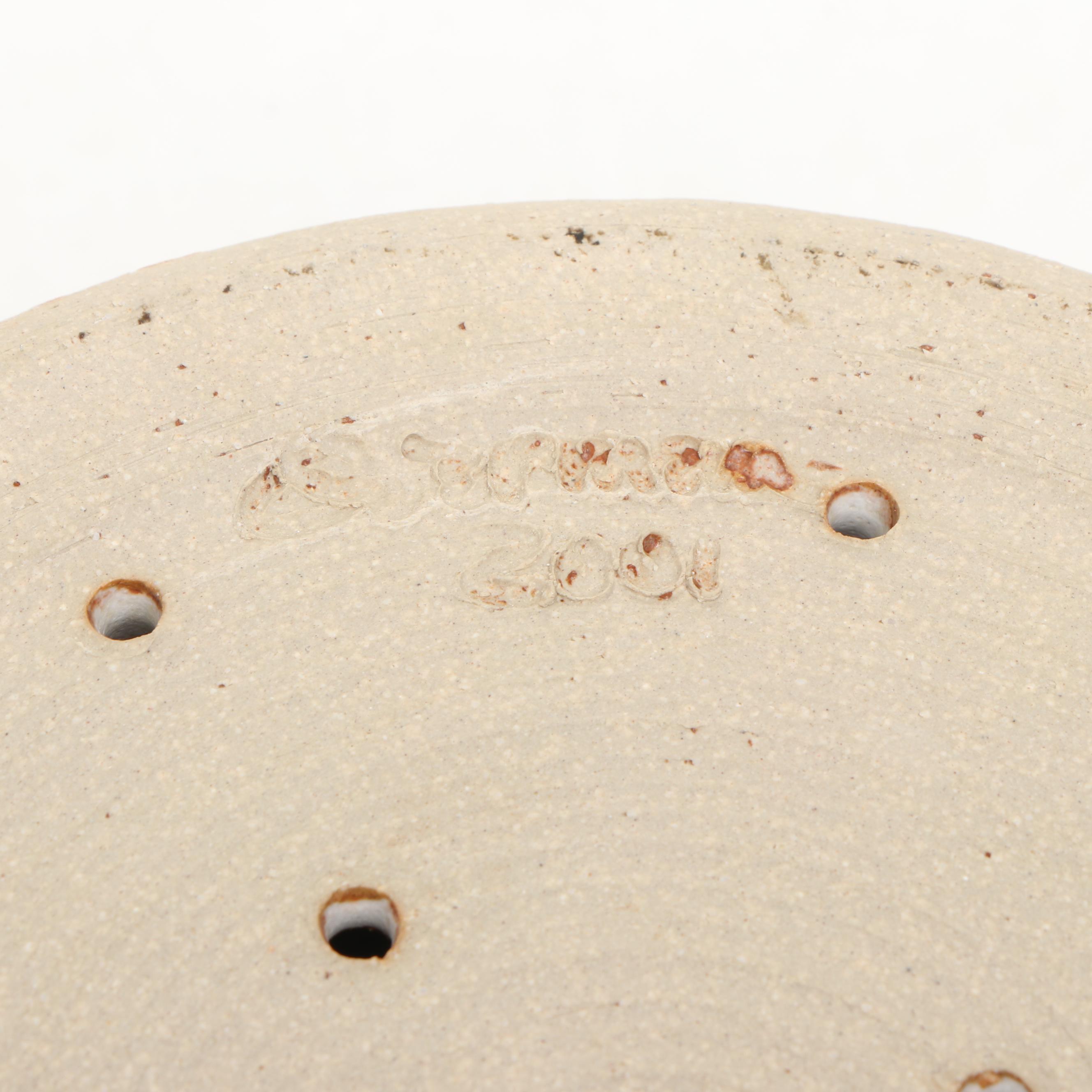 Dick Overman Stoneware Colander and Pie Plate, 21st Century