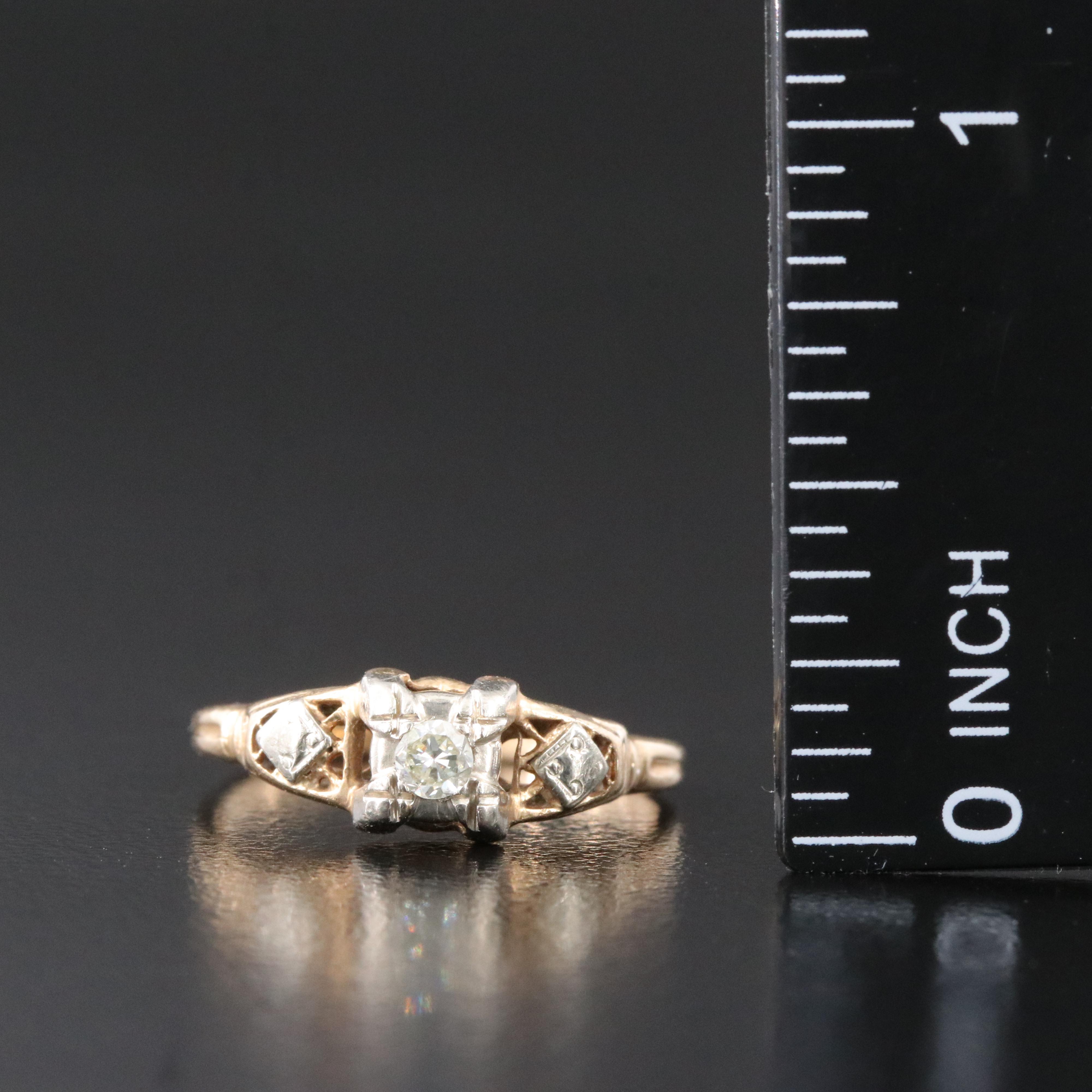 Antique 14K 0.10 CT Diamond Ring