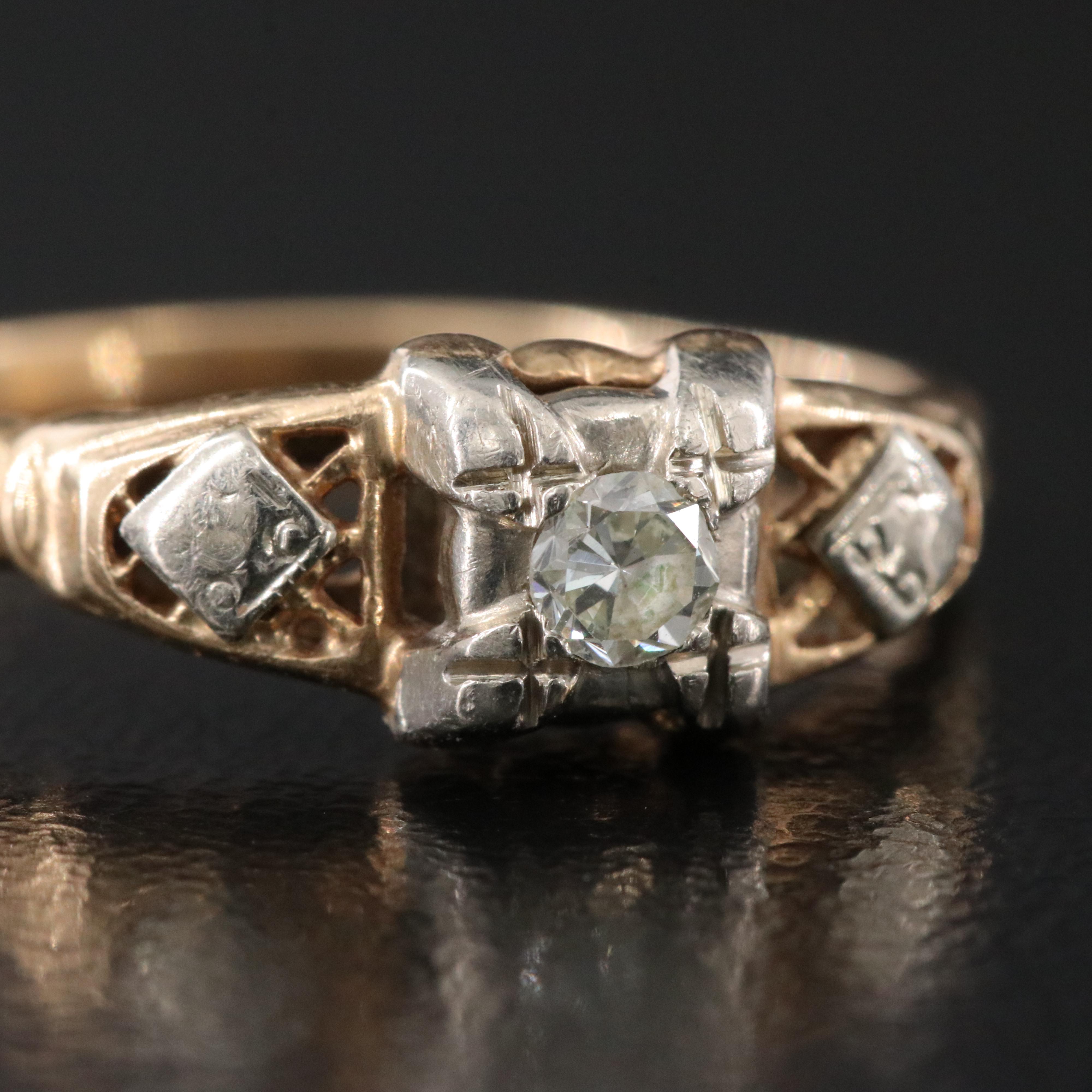 Antique 14K 0.10 CT Diamond Ring