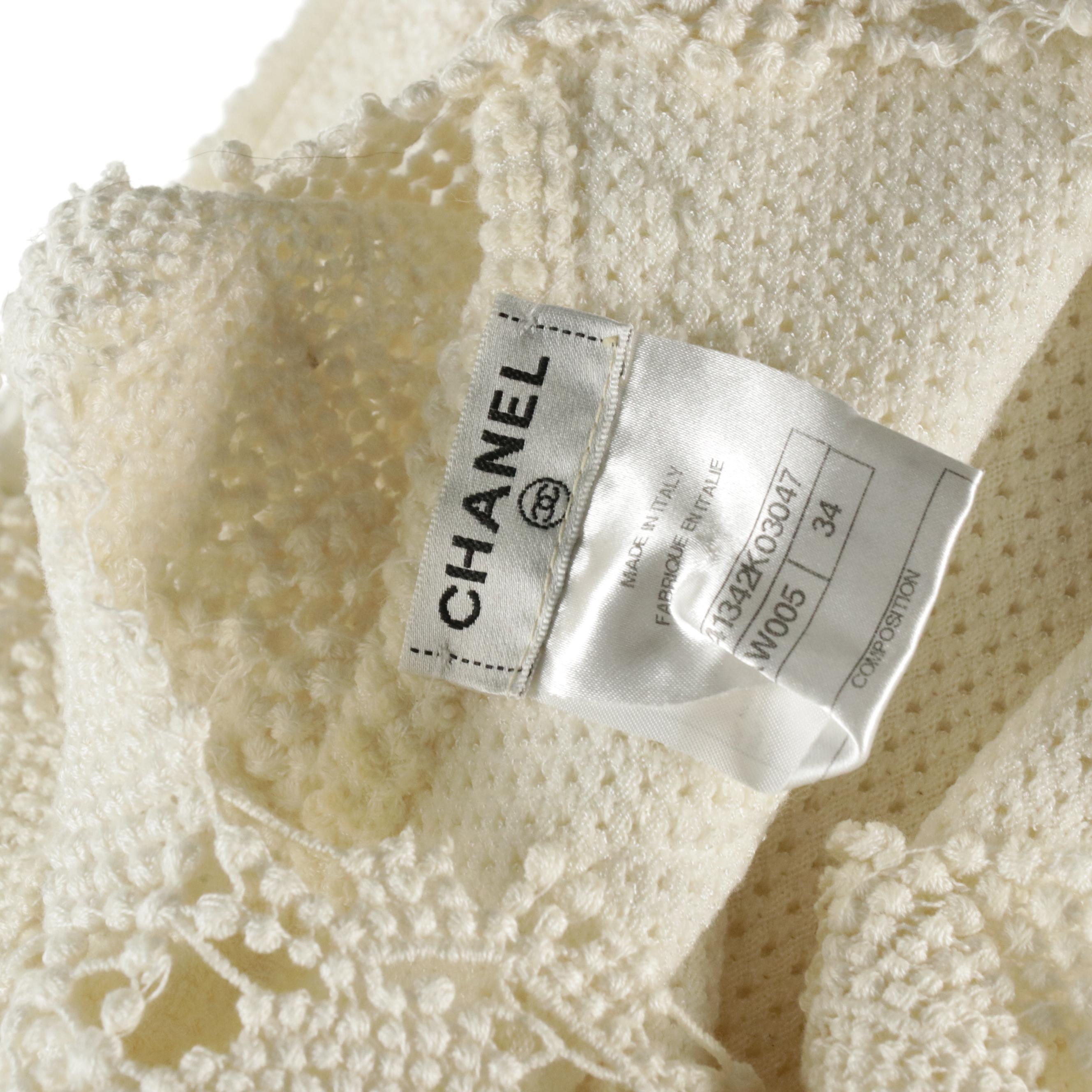 Chanel Cotton Blend Crochet Lace Asymmetrical Sleeveless Top