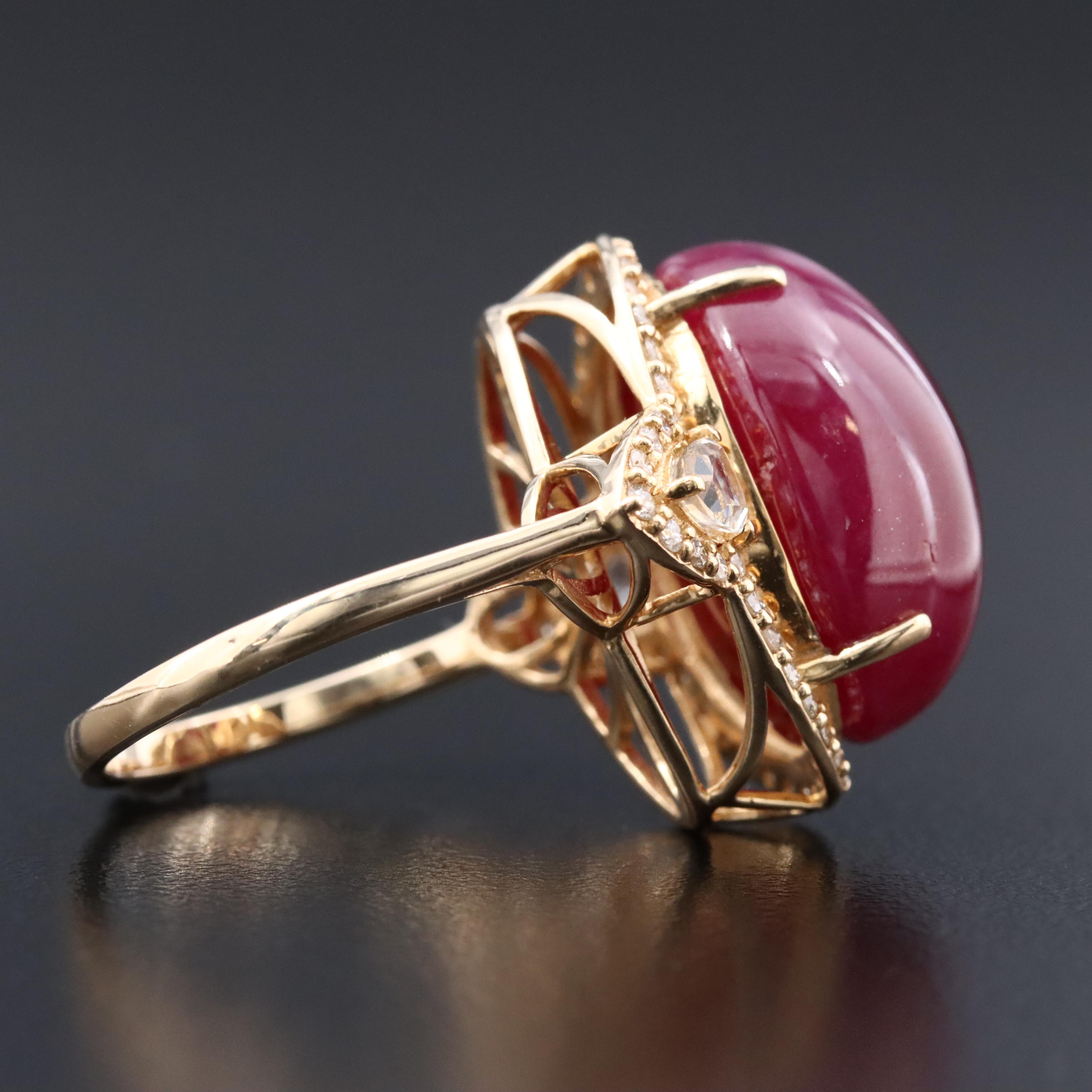 14K 26.58 CT Ruby, White Sapphire, and Diamond Ring with IGI Jewelry Report