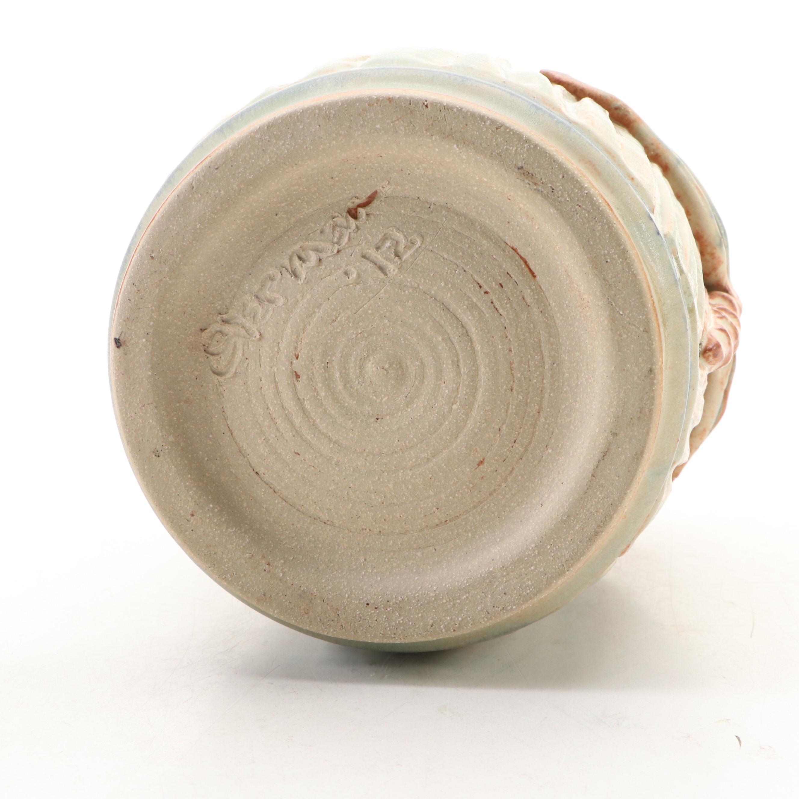Dick Overman Handcrafted Dragonfly Stoneware Lidded Jar