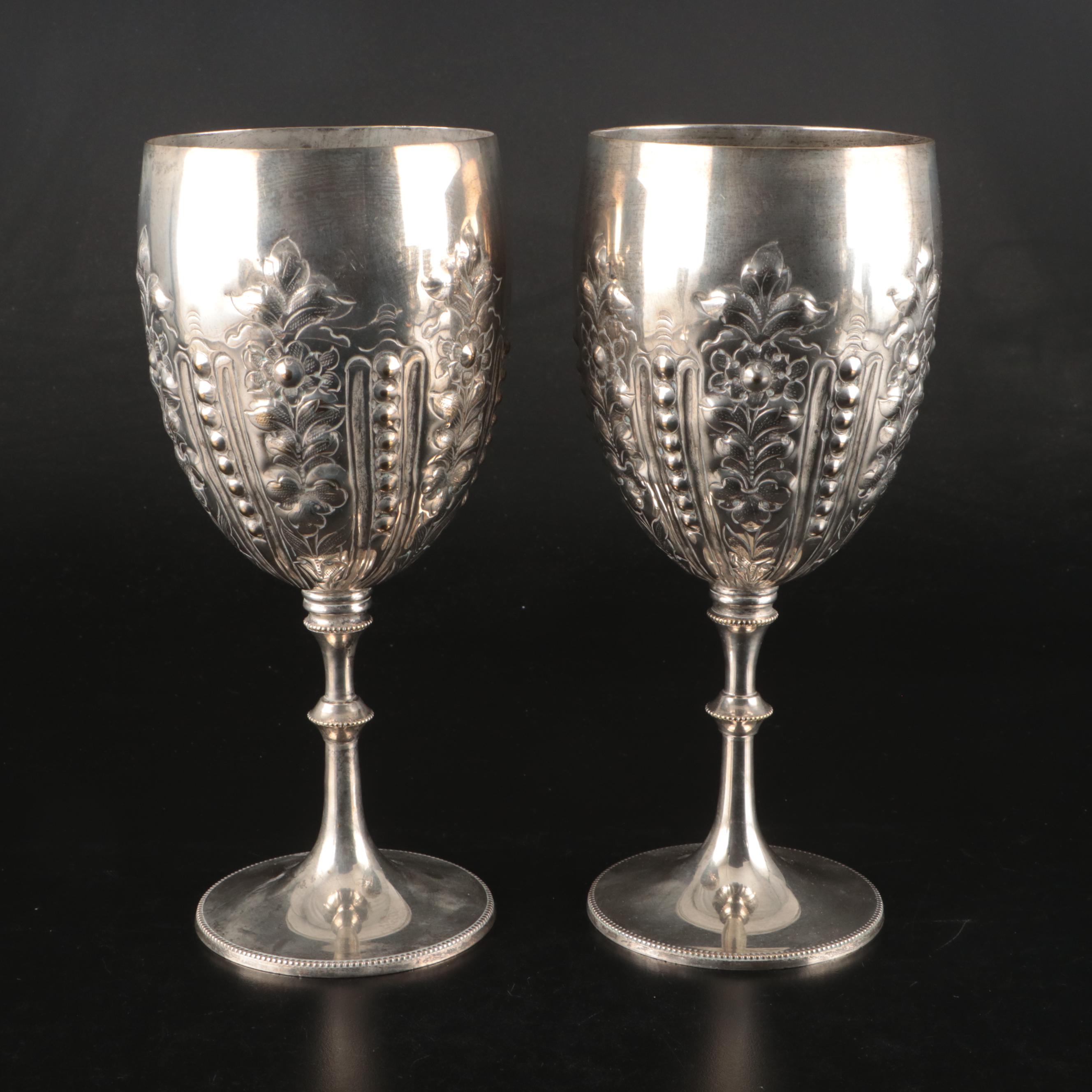 William Hutton & Sons with Other Repoussé Silver Plate Goblets