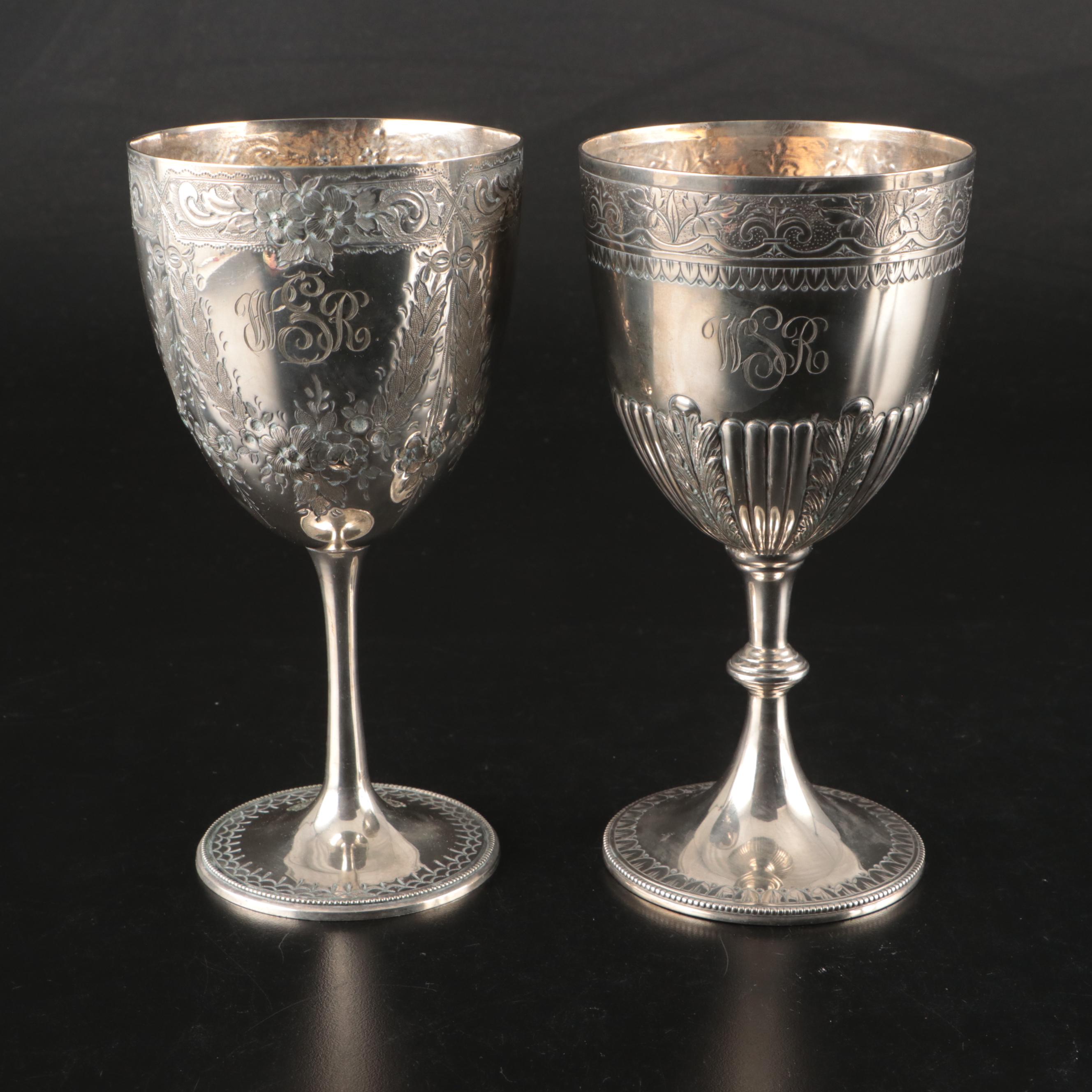 William Hutton & Sons with Other Repoussé Silver Plate Goblets