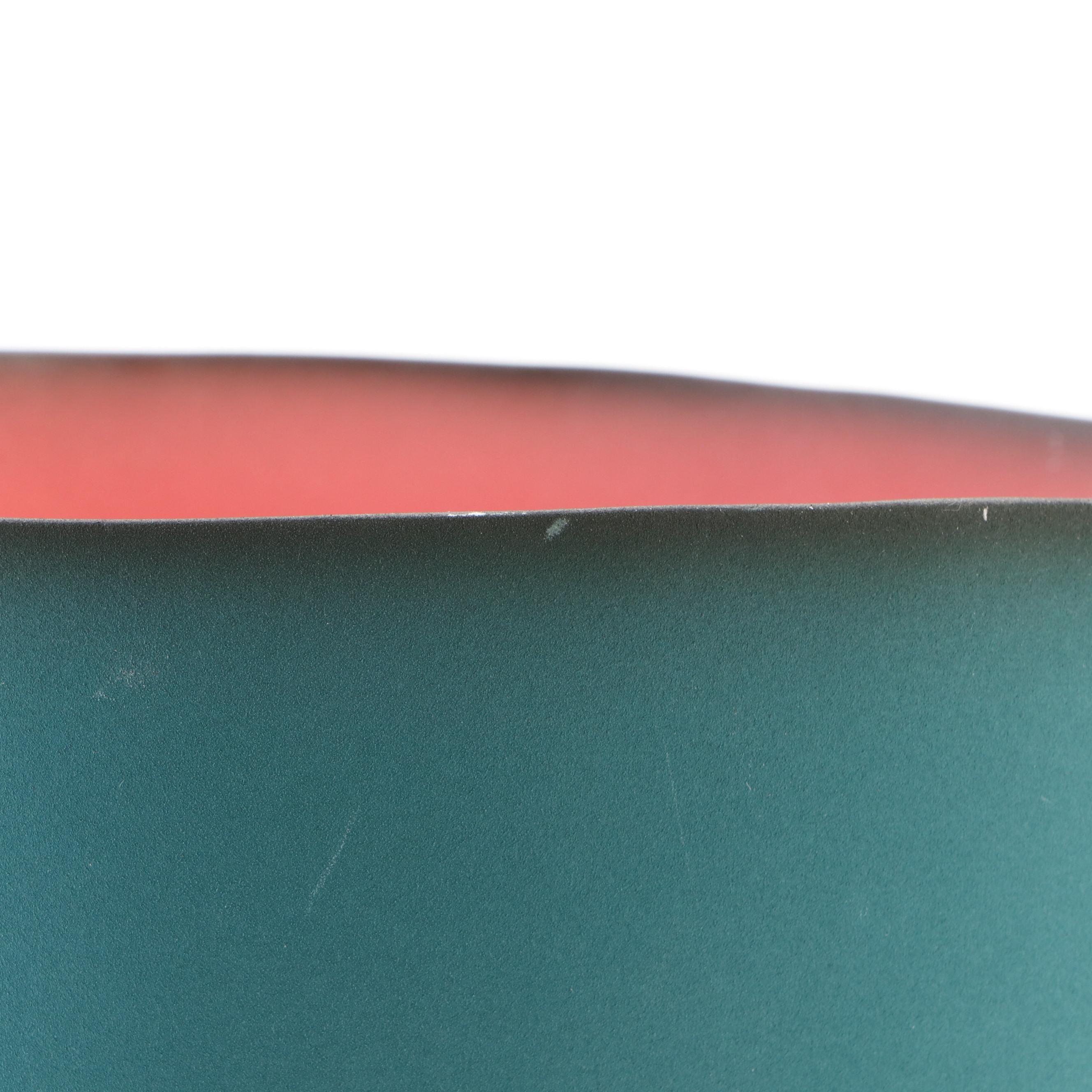 Emily Rossheim Art Pottery Matte Teal Ombré and Red Ceramic Bowl