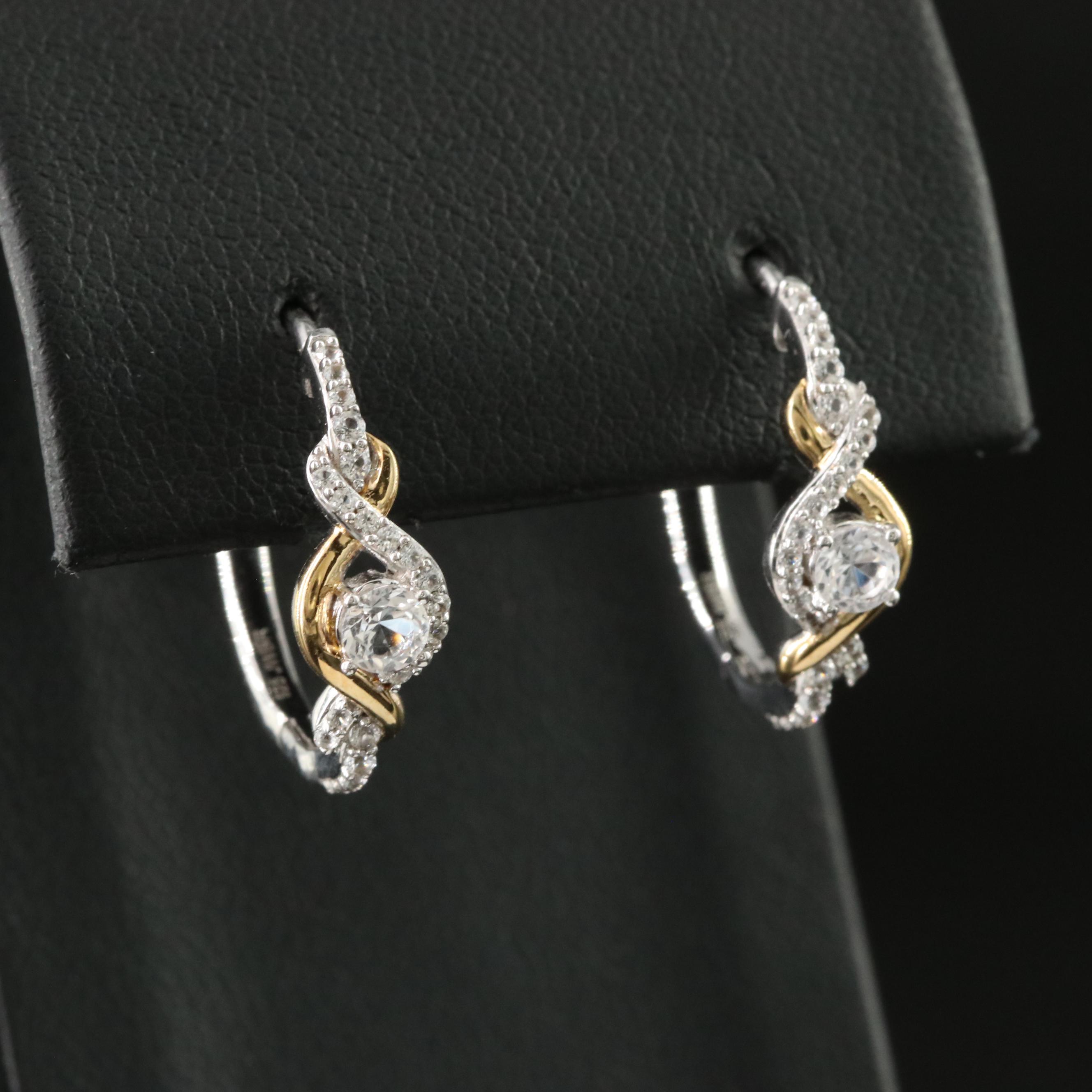 Sterling White Sapphire Hoop Earrings