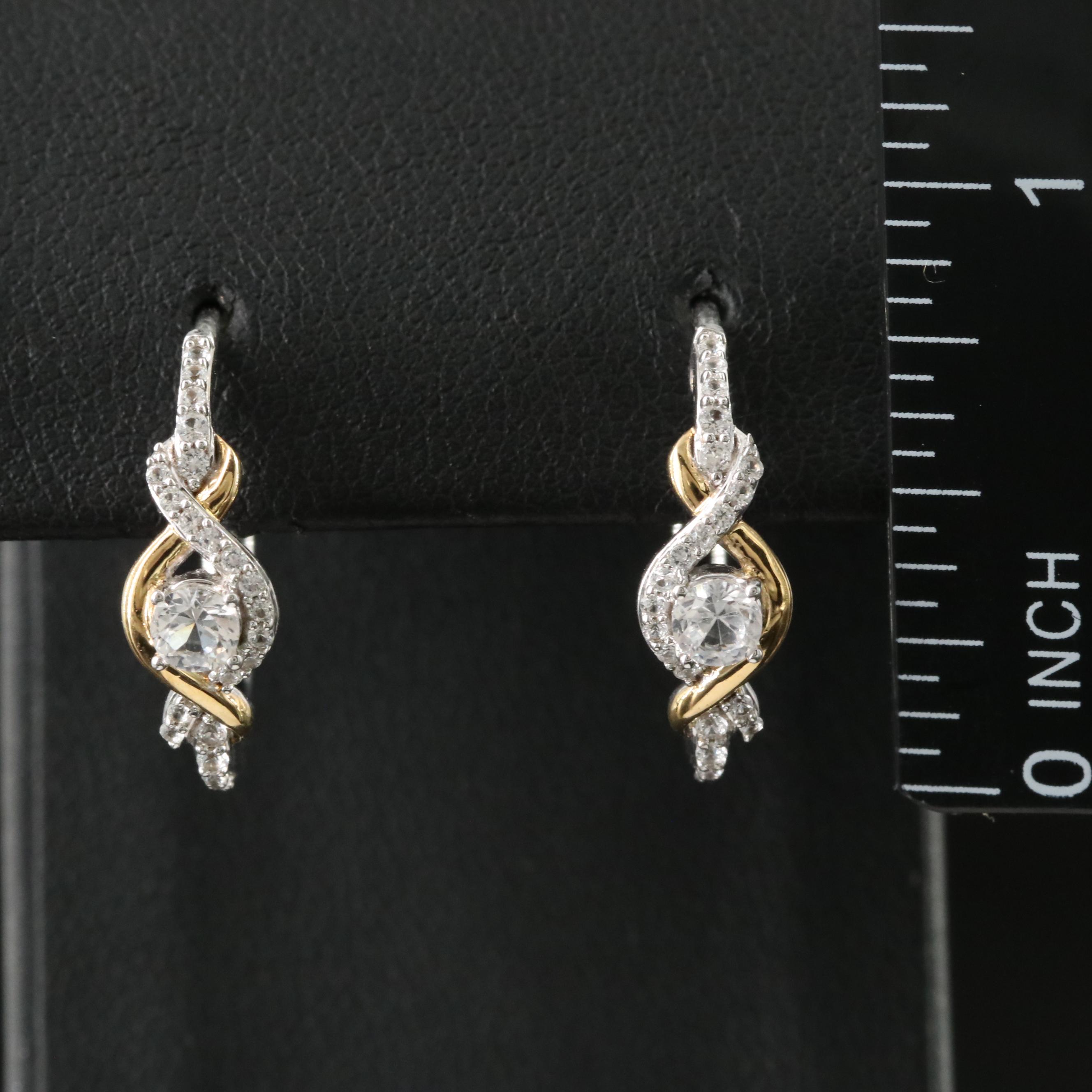 Sterling White Sapphire Hoop Earrings