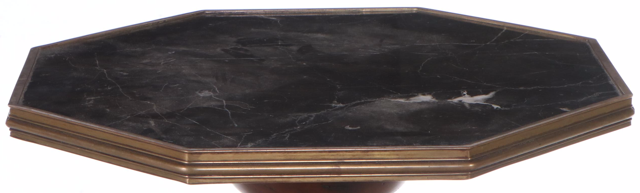 Theodore Alexander Parcel-Gilt Marble Top Pedestal