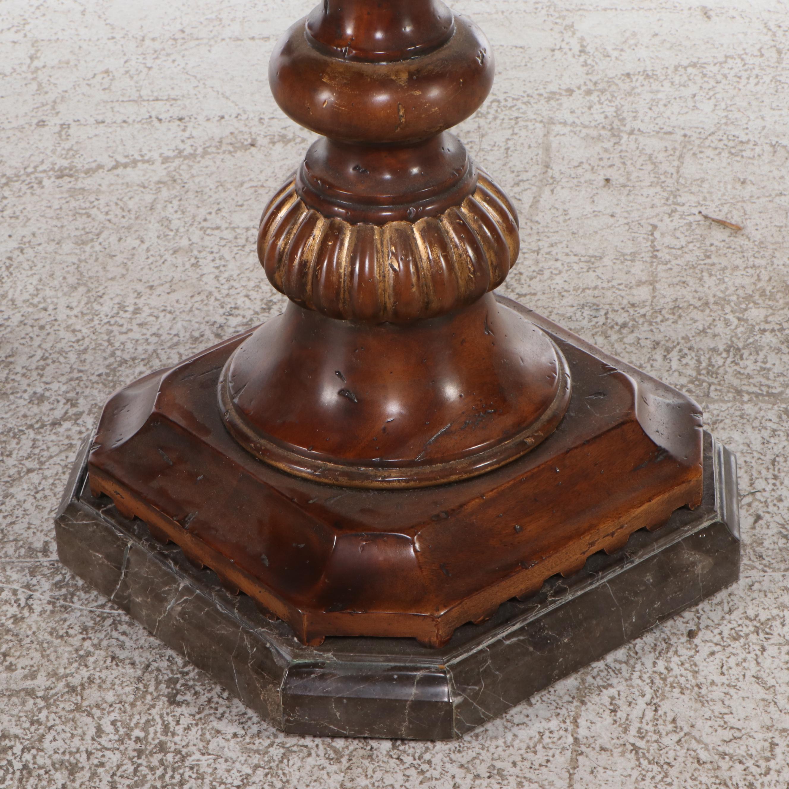 Theodore Alexander Parcel-Gilt Marble Top Pedestal