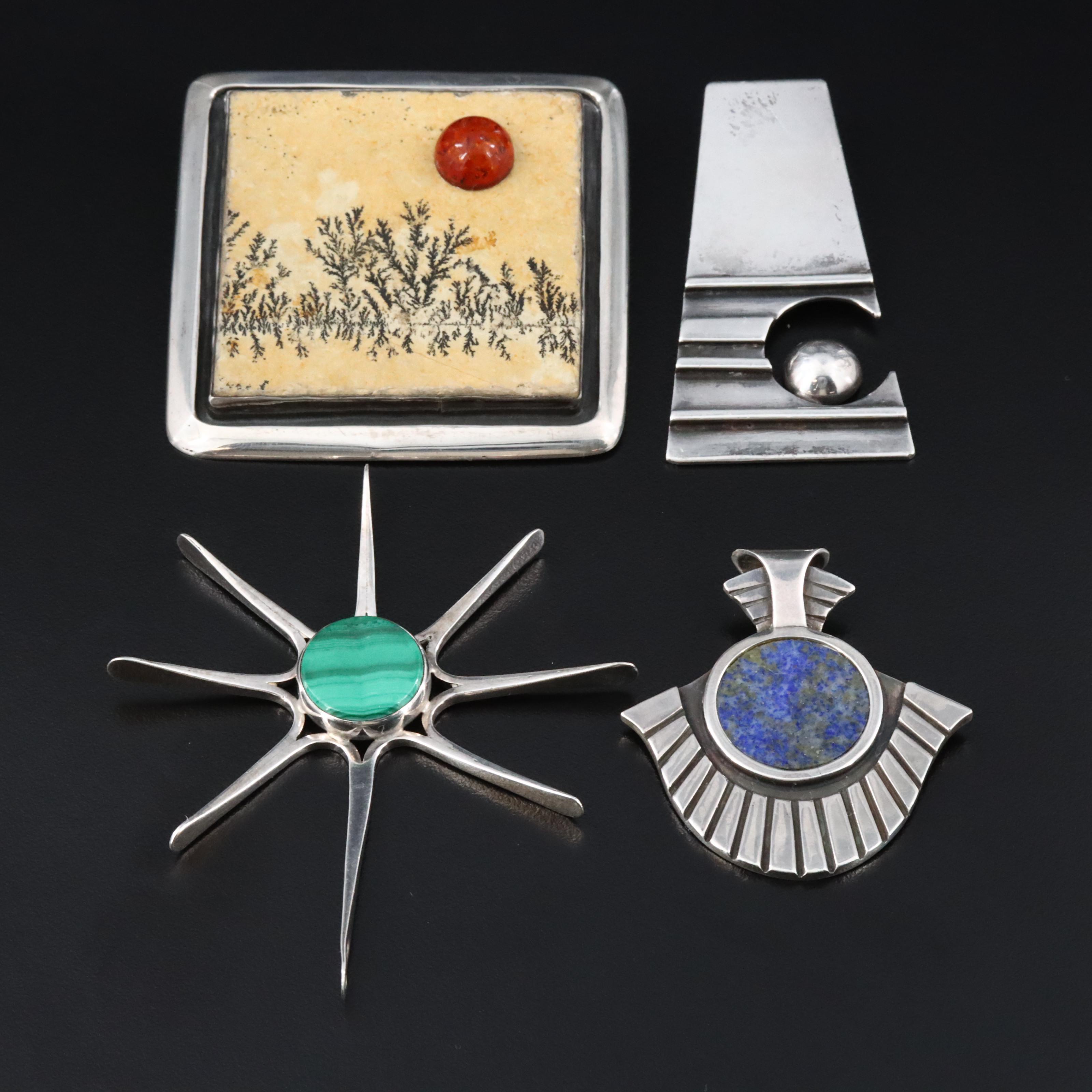 Collection of Sterling Gemstone Pendants Including Amy Kahn Russell & Converter