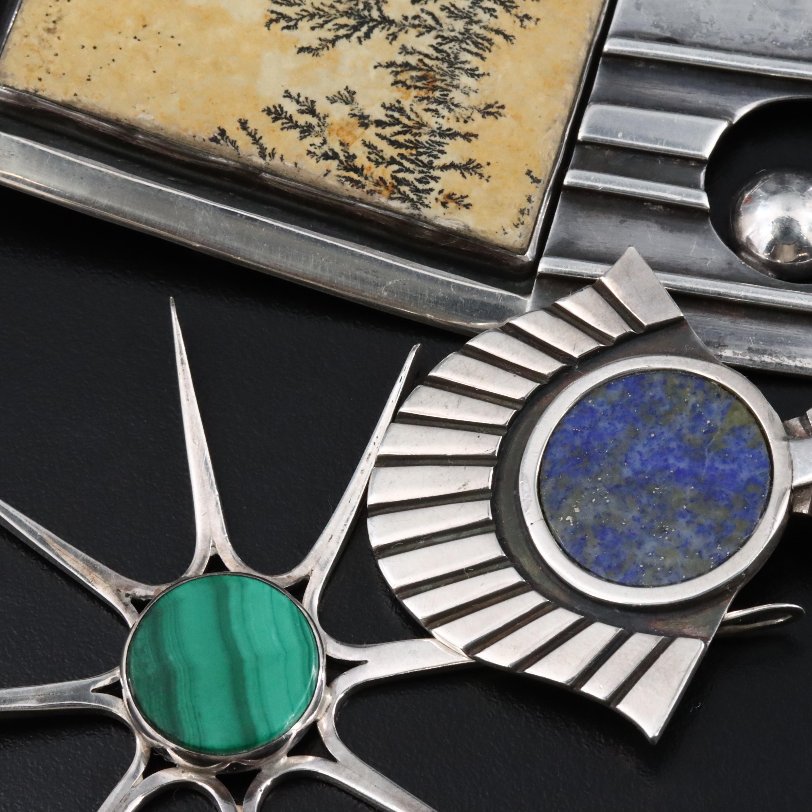 Collection of Sterling Gemstone Pendants Including Amy Kahn Russell & Converter