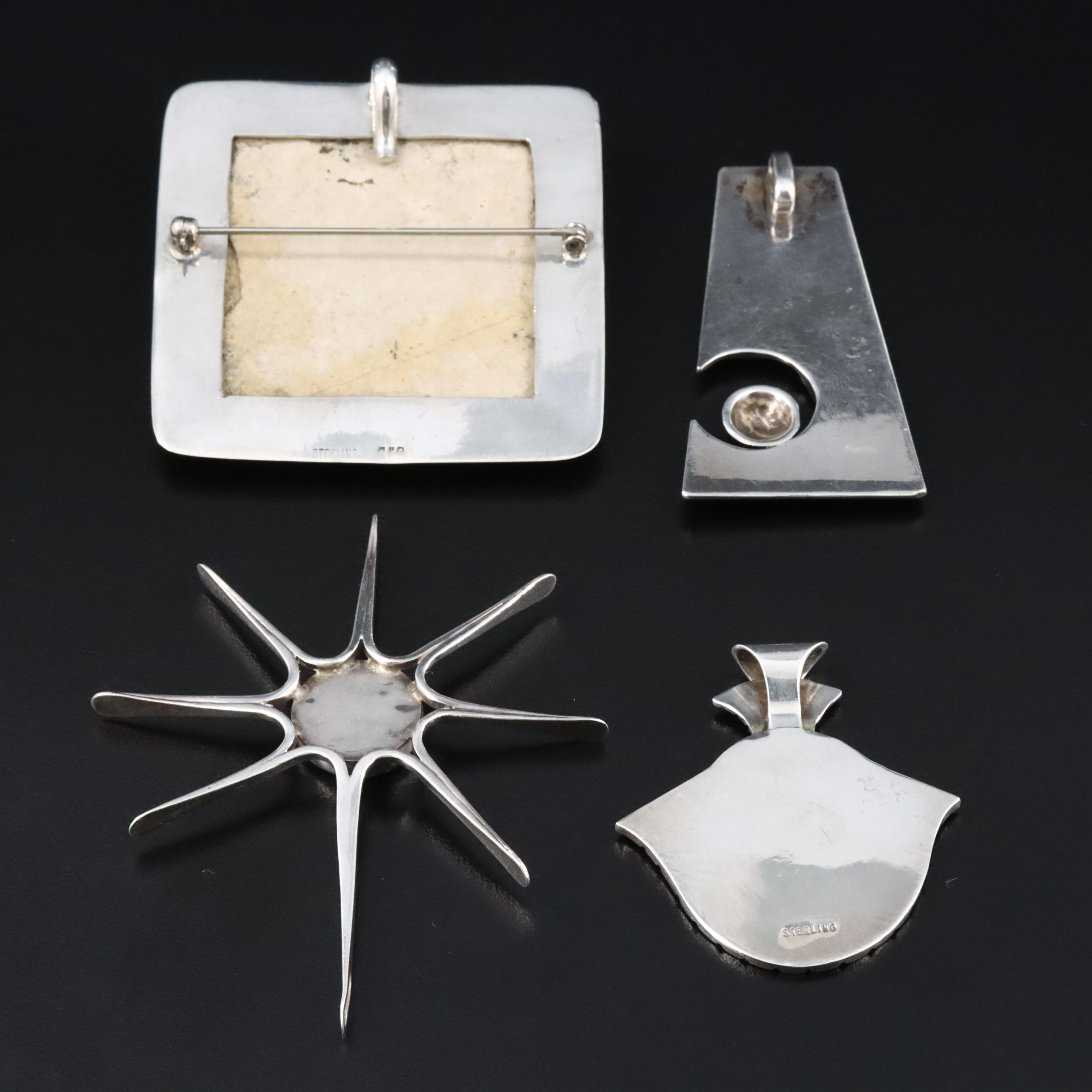 Collection of Sterling Gemstone Pendants Including Amy Kahn Russell & Converter