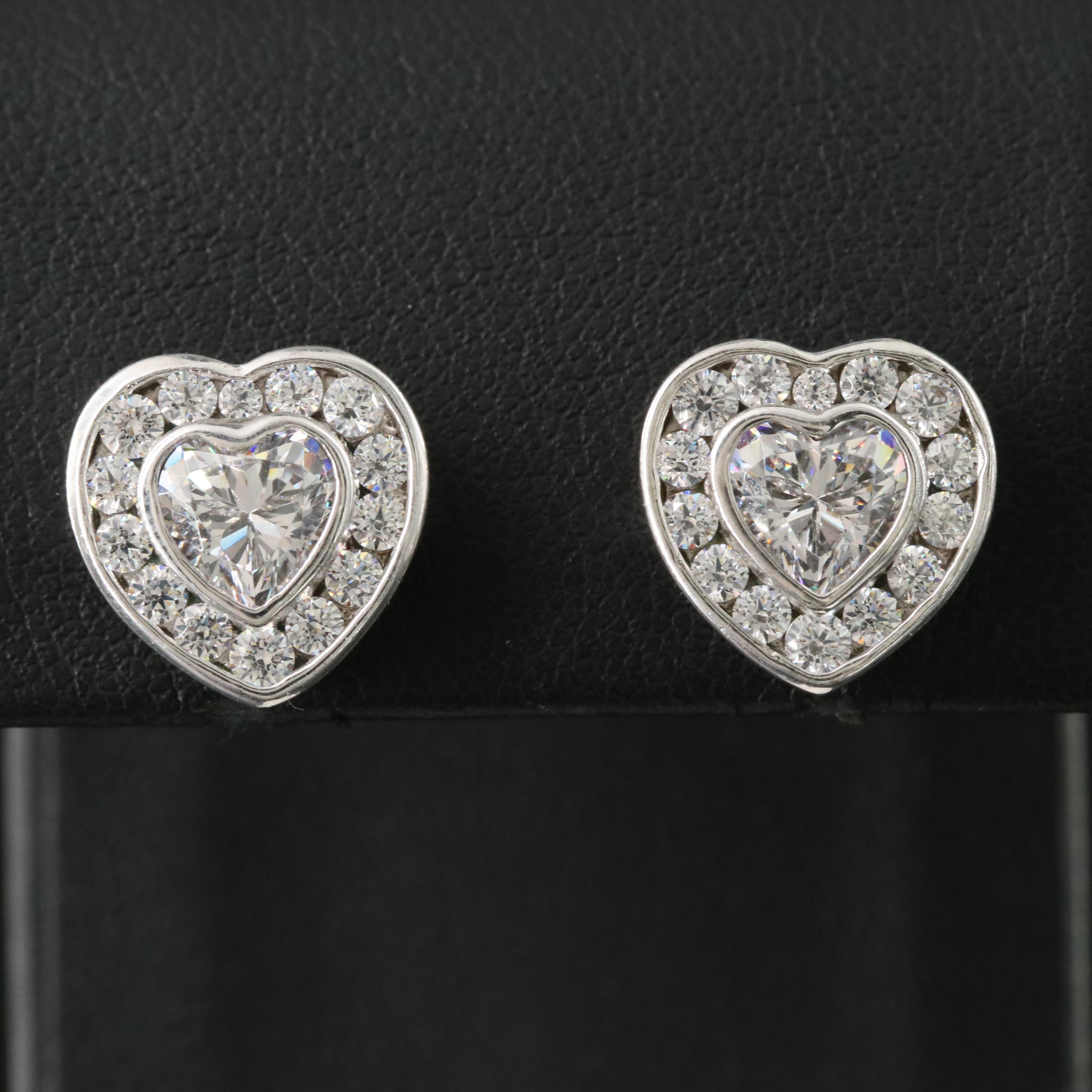 Sterling CZ Heart Earrings