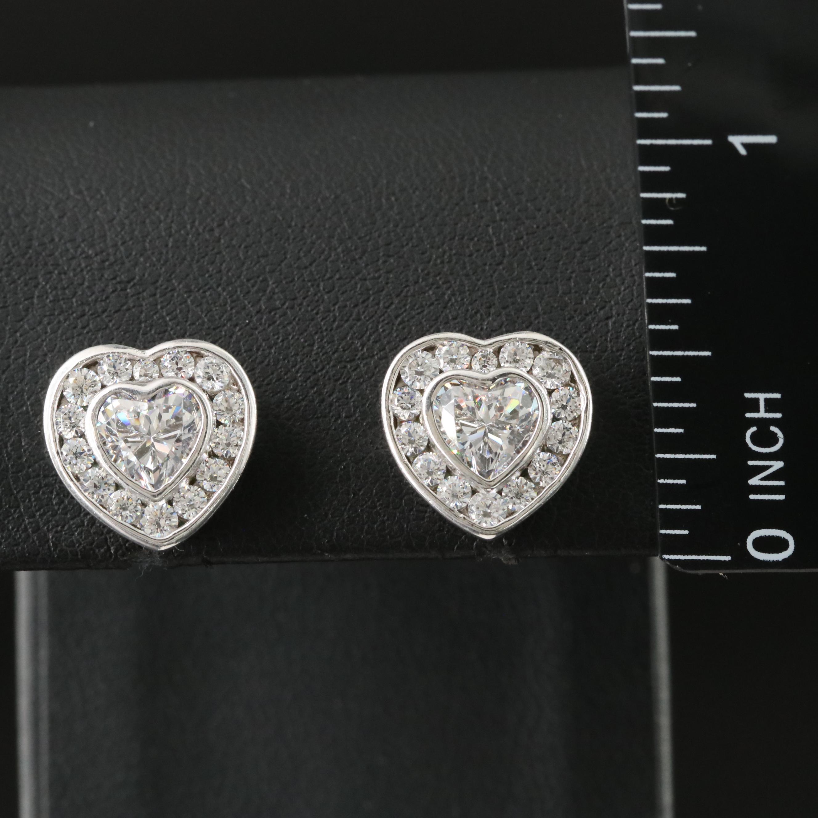 Sterling CZ Heart Earrings