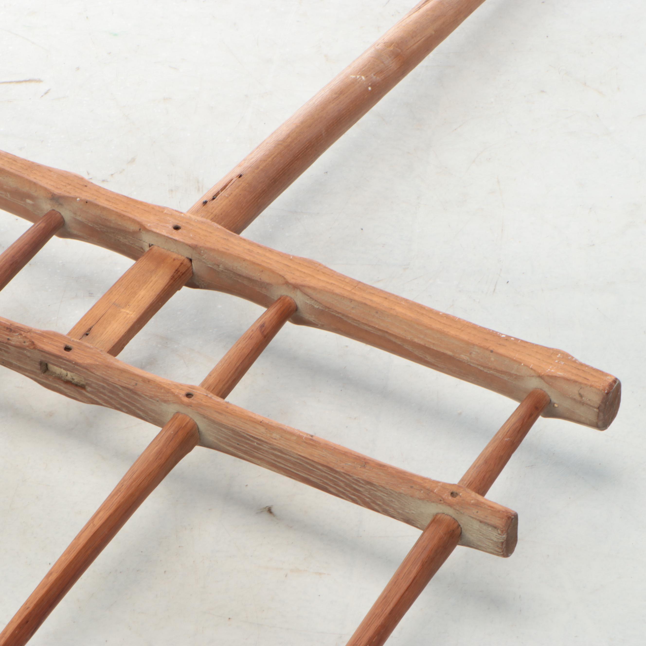 Large Wood Rake and Handled Woven Basket