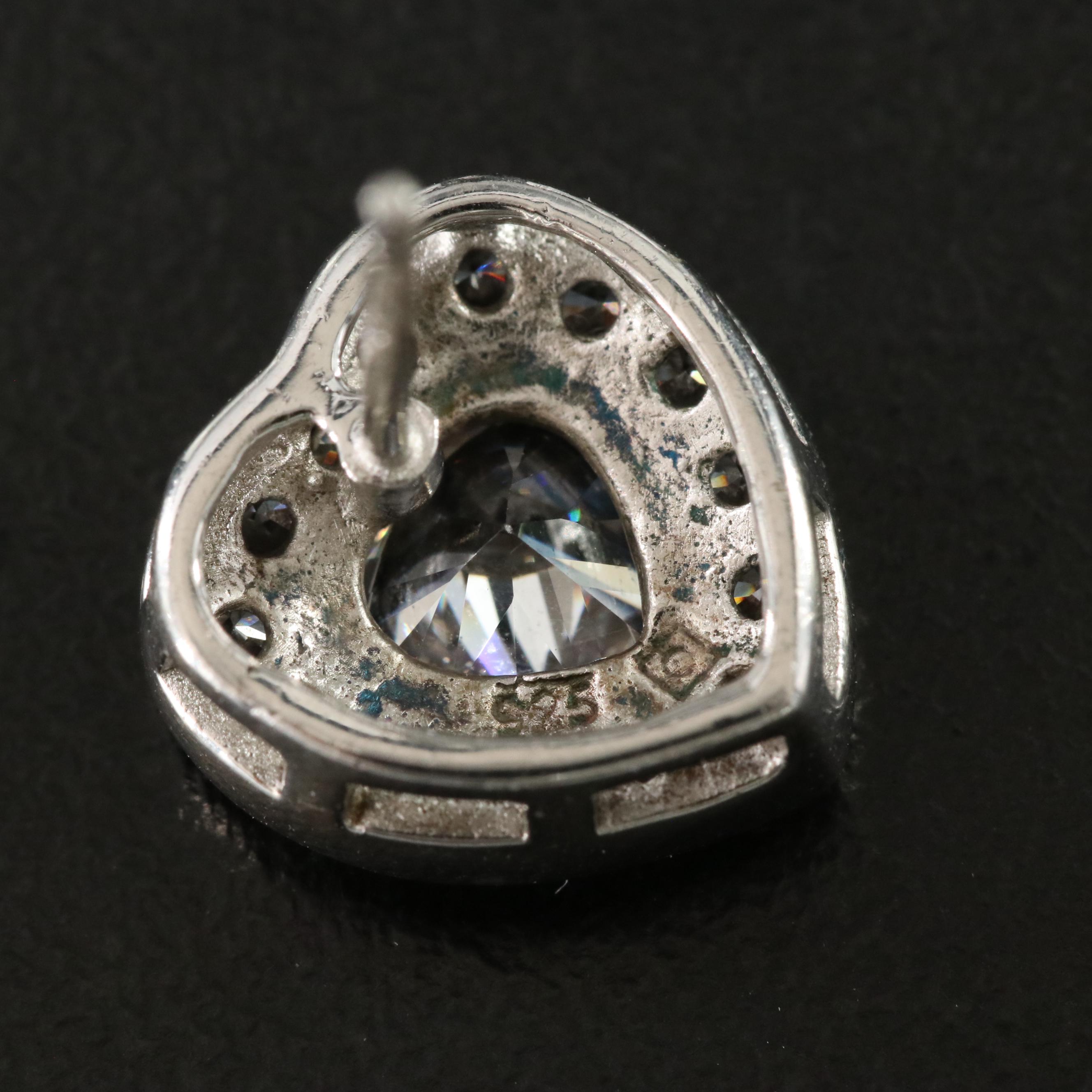 Sterling CZ Heart Earrings