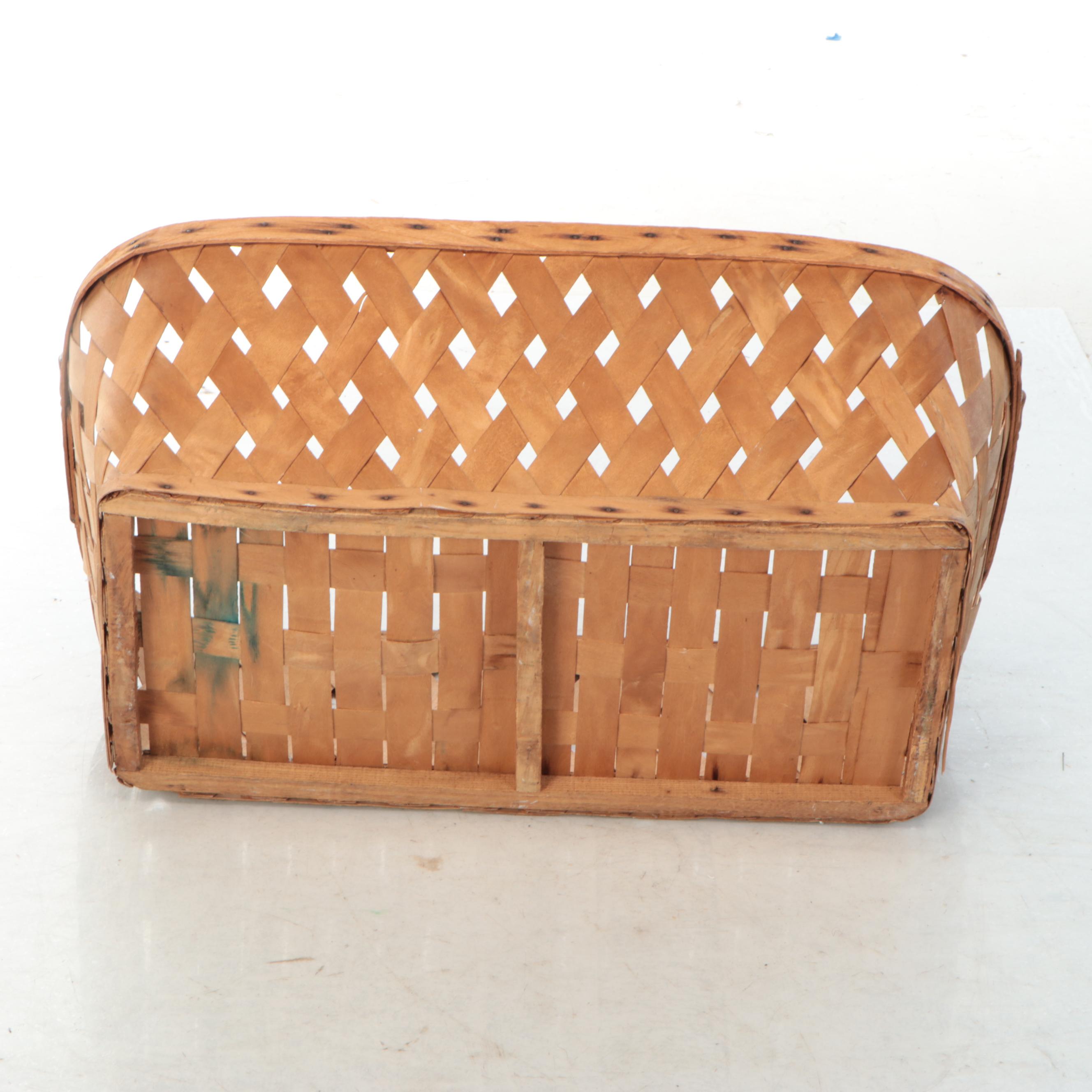 Large Wood Rake and Handled Woven Basket