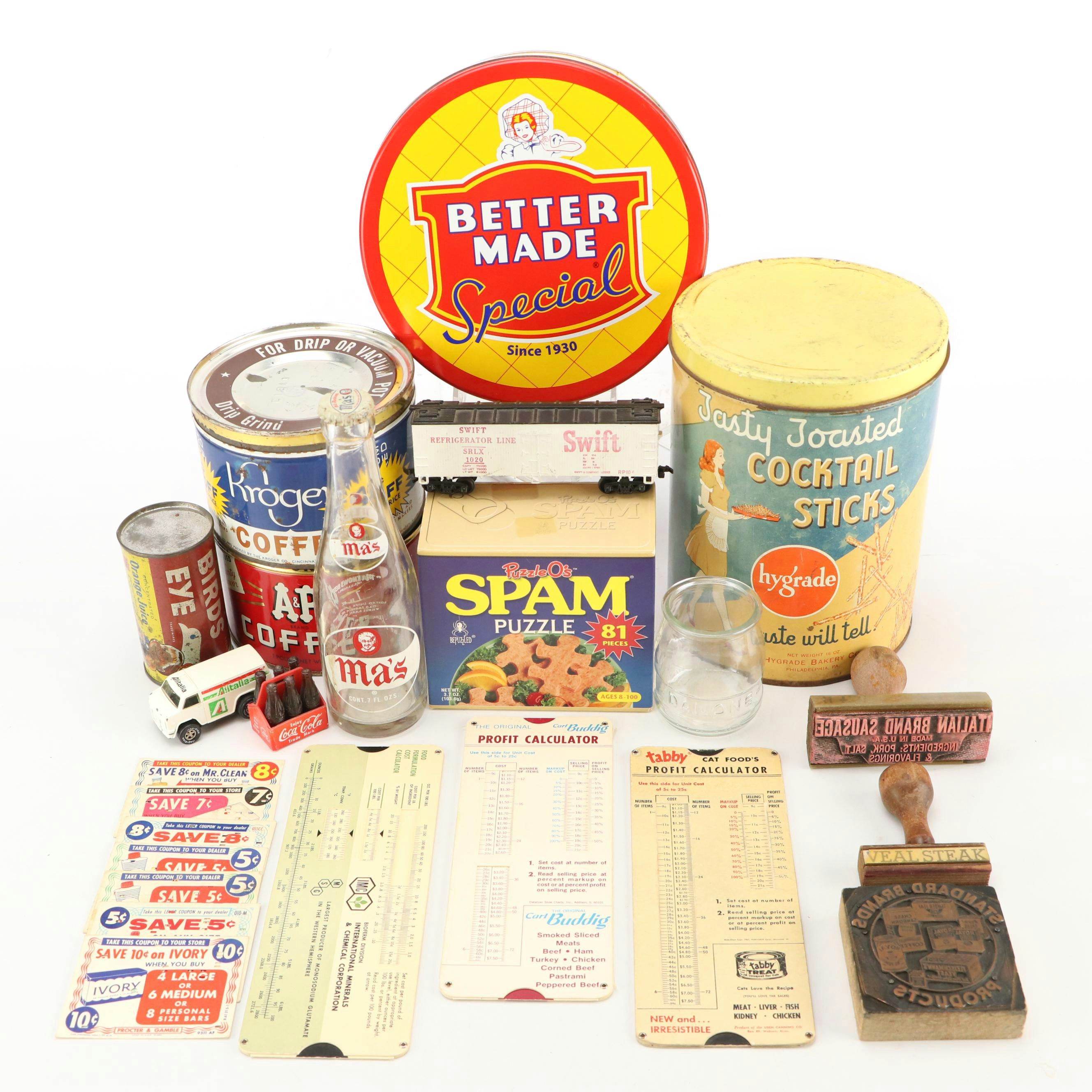 Vintage Kroger and Birds Eye and Other Canisters and Kitchenware
