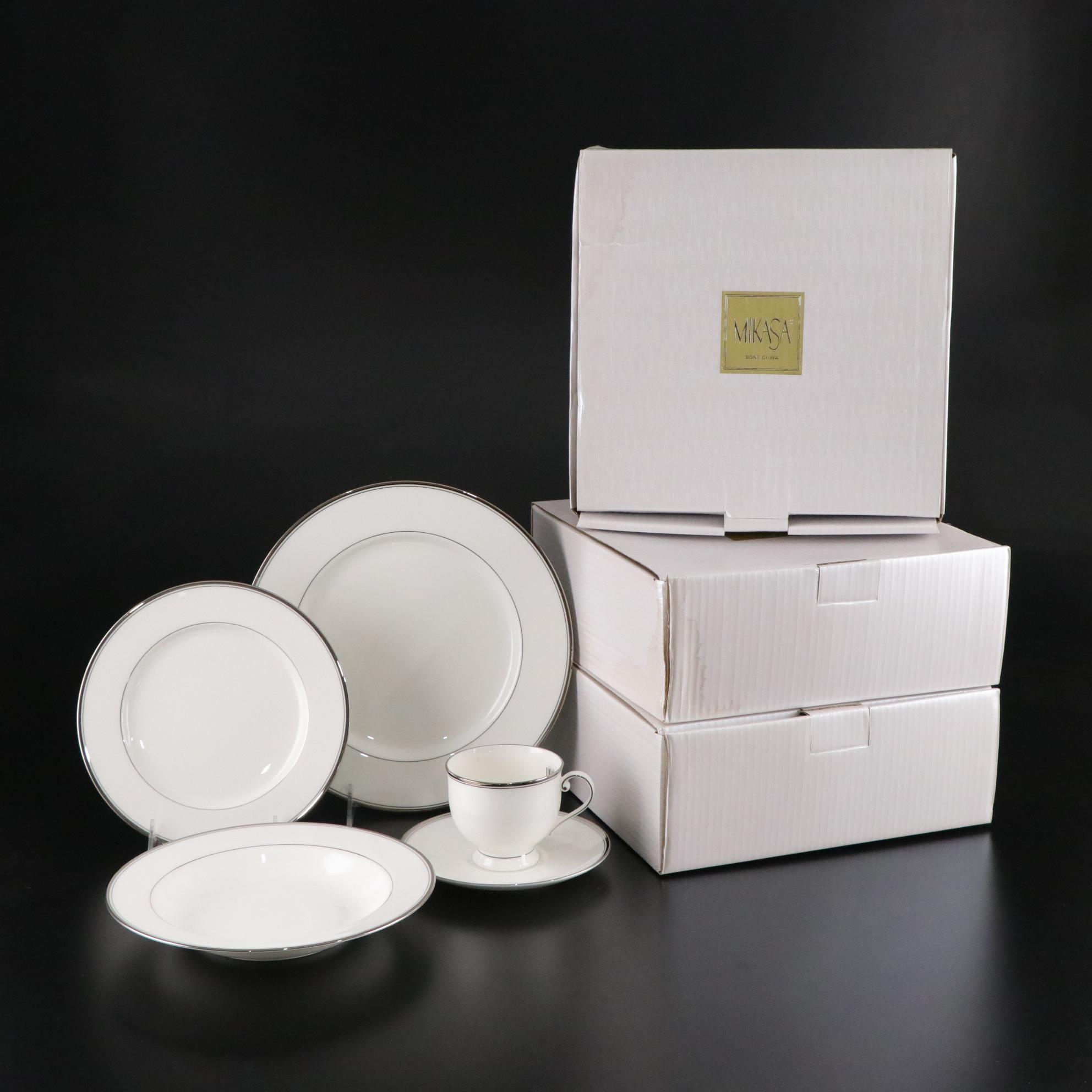 Mikasa "Gothic Platinum" Bone China Five-Piece Place Setting for Four