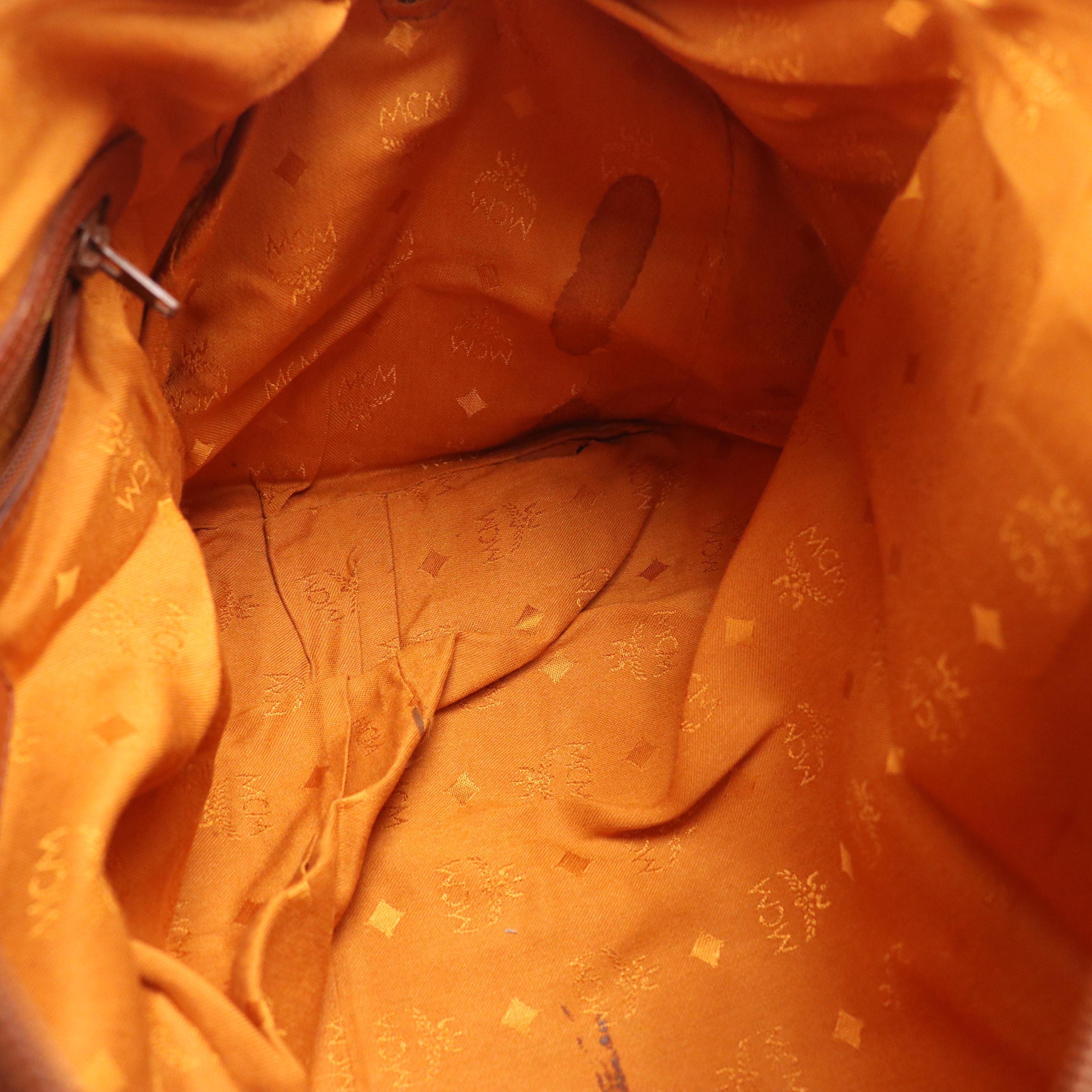 MCM Golf Collection Small Duffle Bag in Cognac Visetos Canvas and Leather