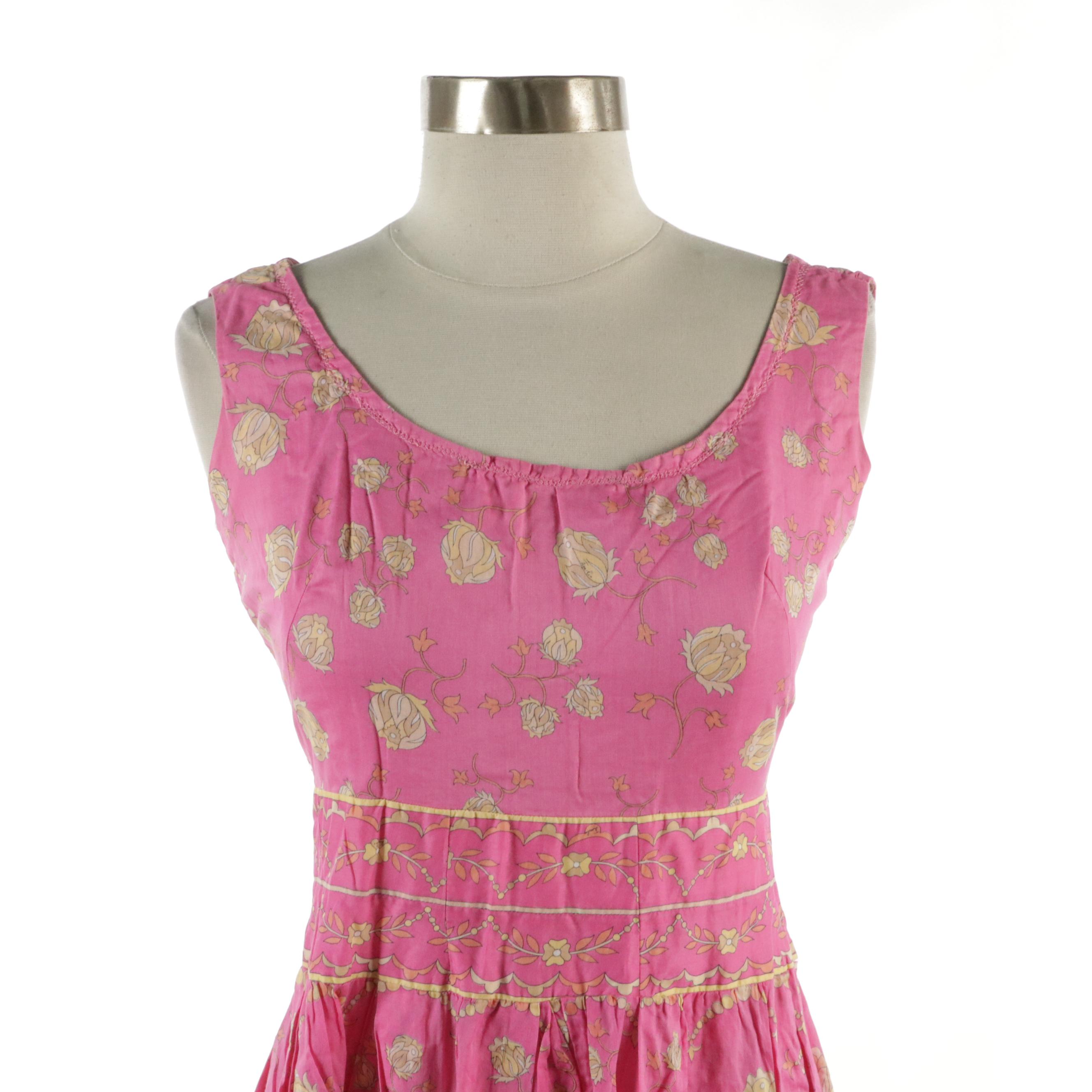 Emilio Pucci for Saks Fifth Avenue Sleeveless Cotton Print Dress, Late 1960s
