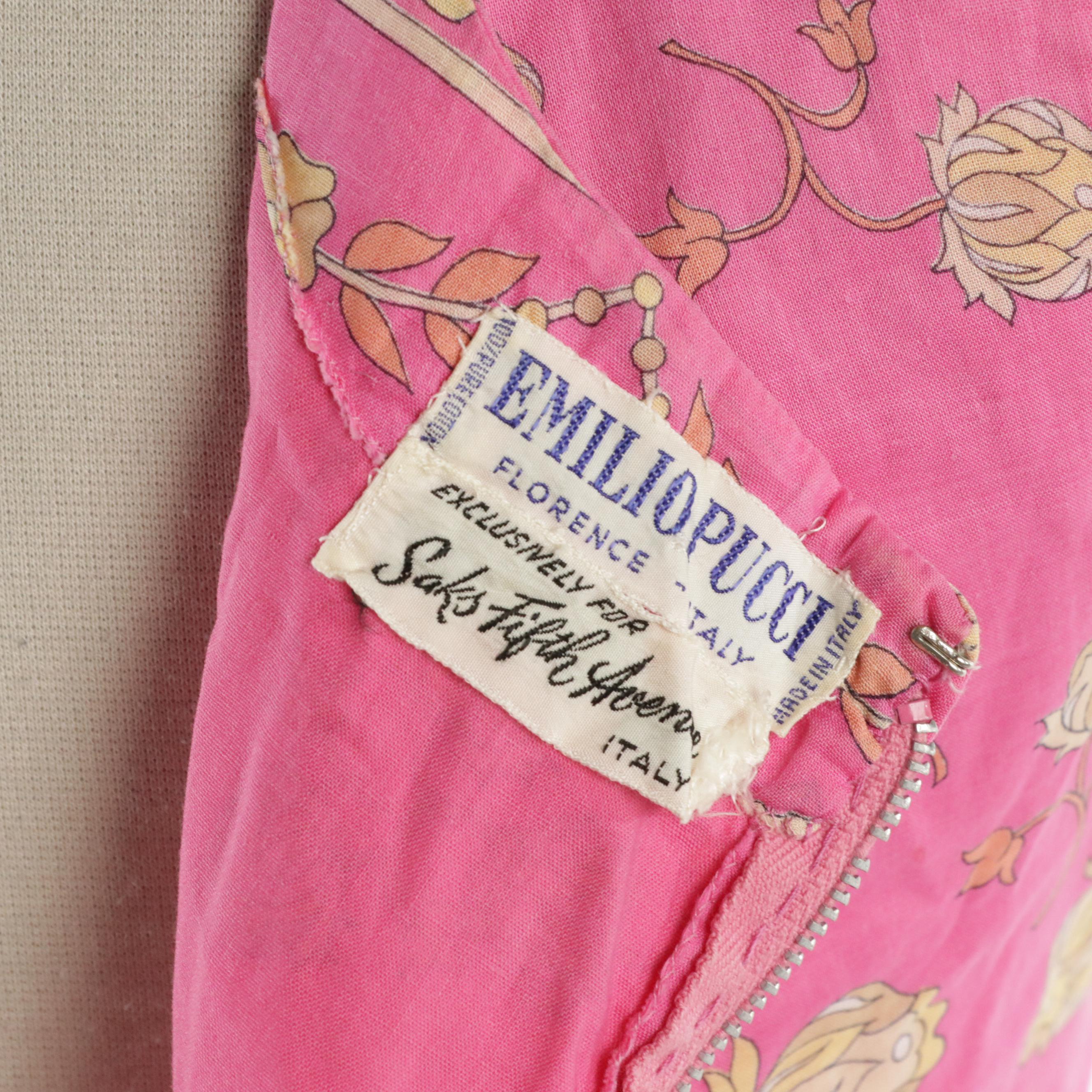 Emilio Pucci for Saks Fifth Avenue Sleeveless Cotton Print Dress, Late 1960s