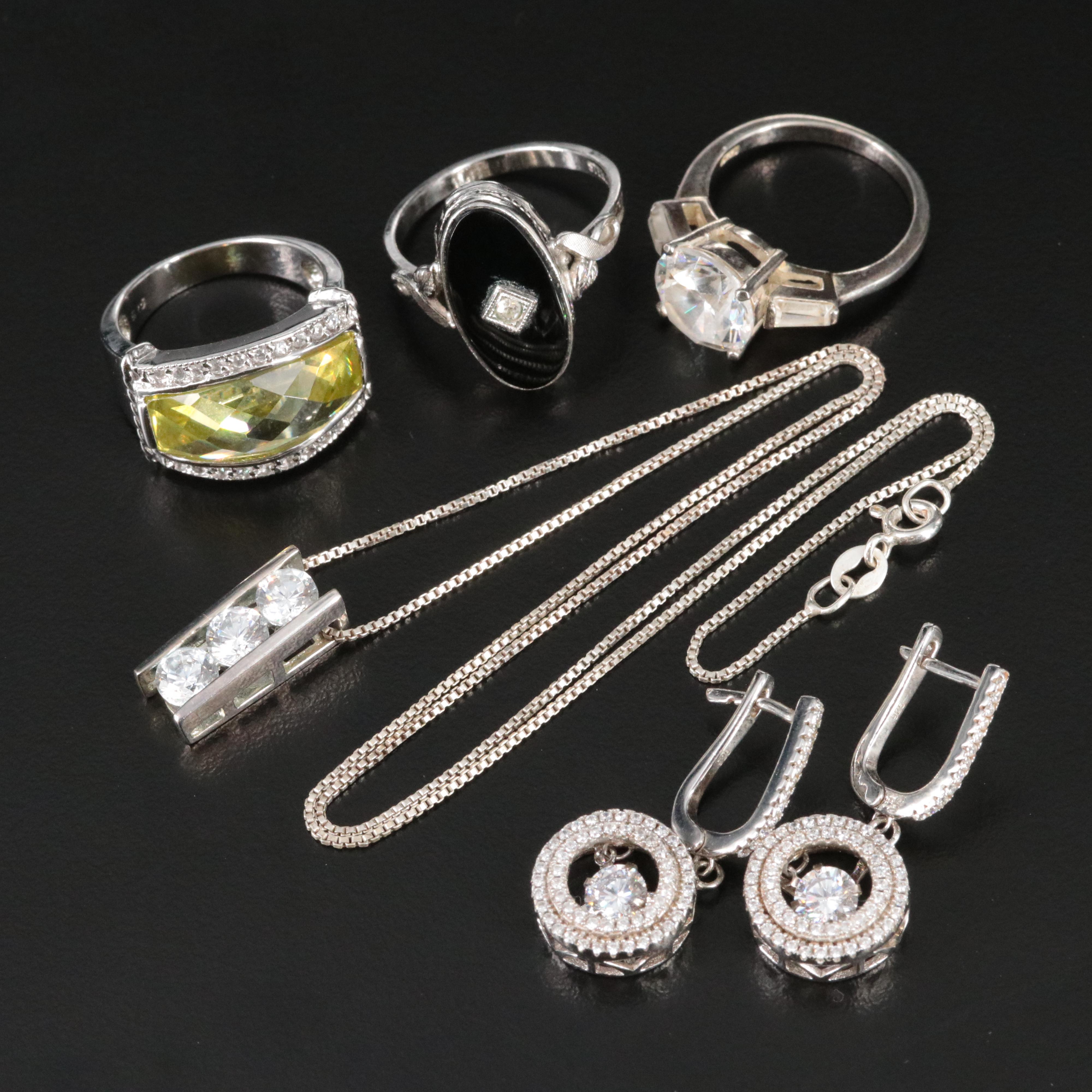 Sterling Cubic Zirconia and Black Onyx Jewelry Collection