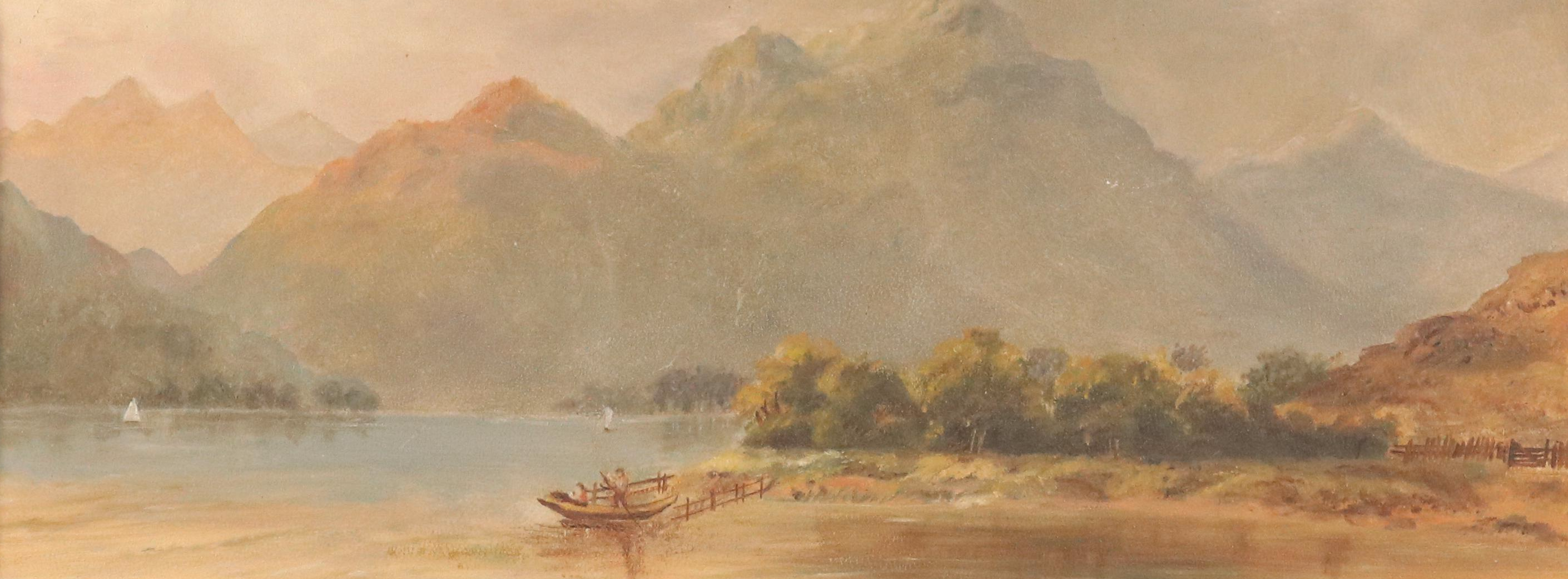Mountainous Landscape Oil Painting, Late 19th/Early 20th Century