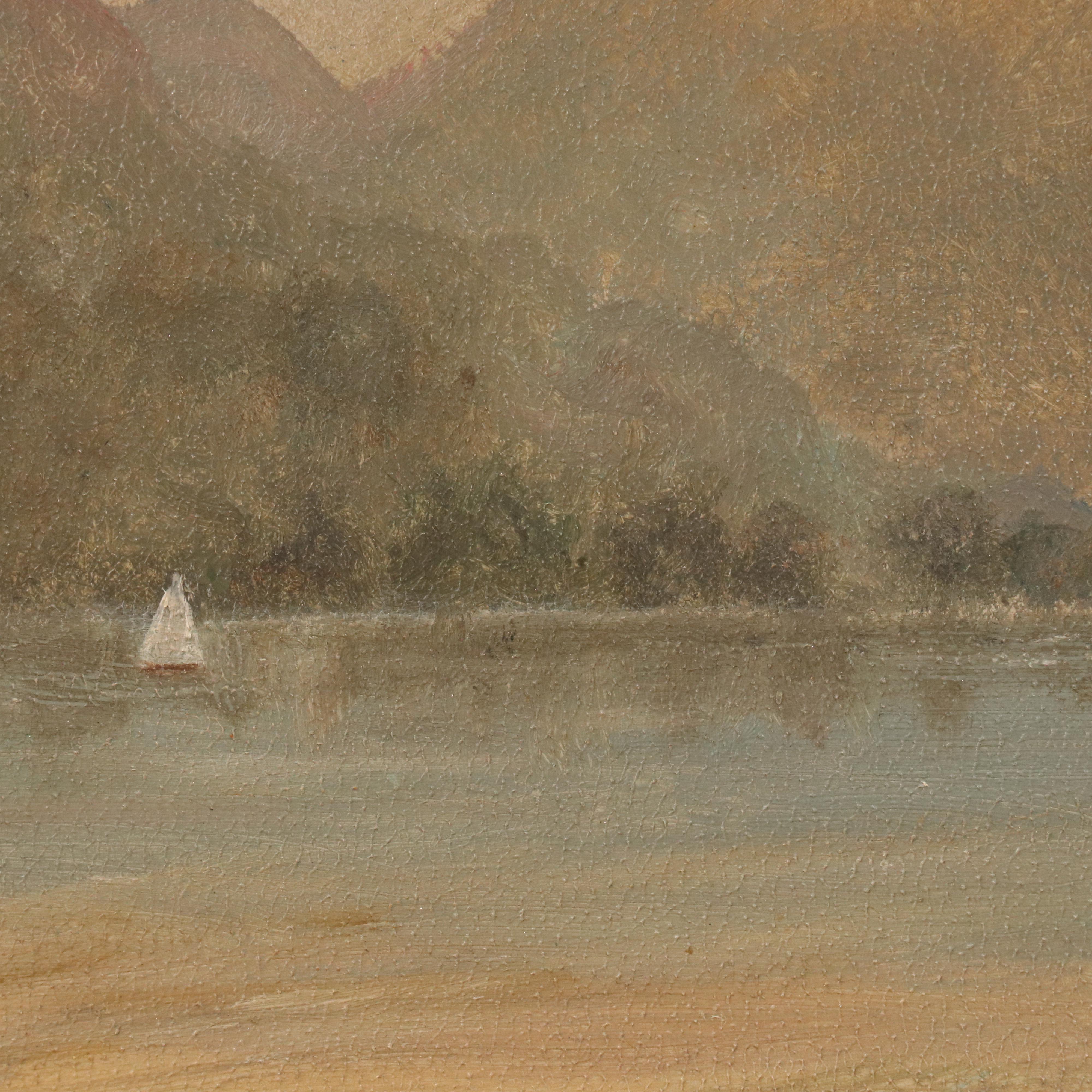 Mountainous Landscape Oil Painting, Late 19th/Early 20th Century