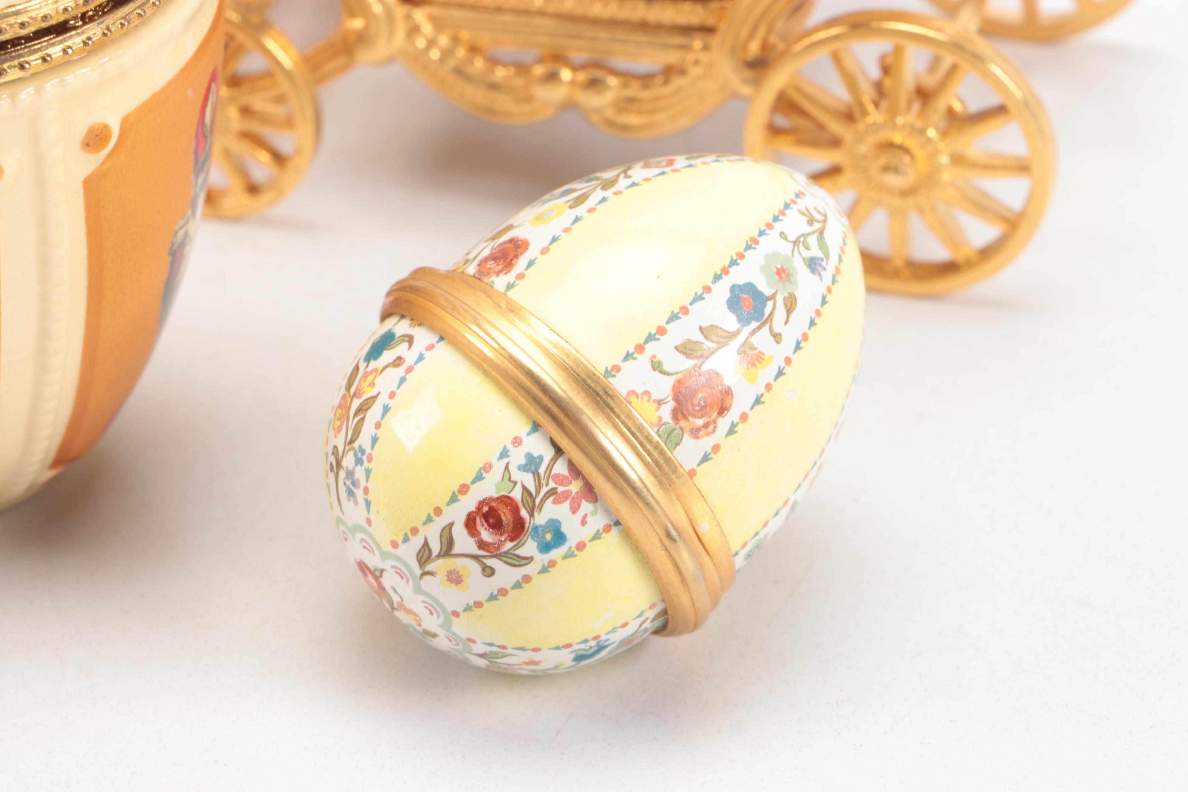 Enameled and Sterling Silver with Other Egg-Shaped Boxes and Décor
