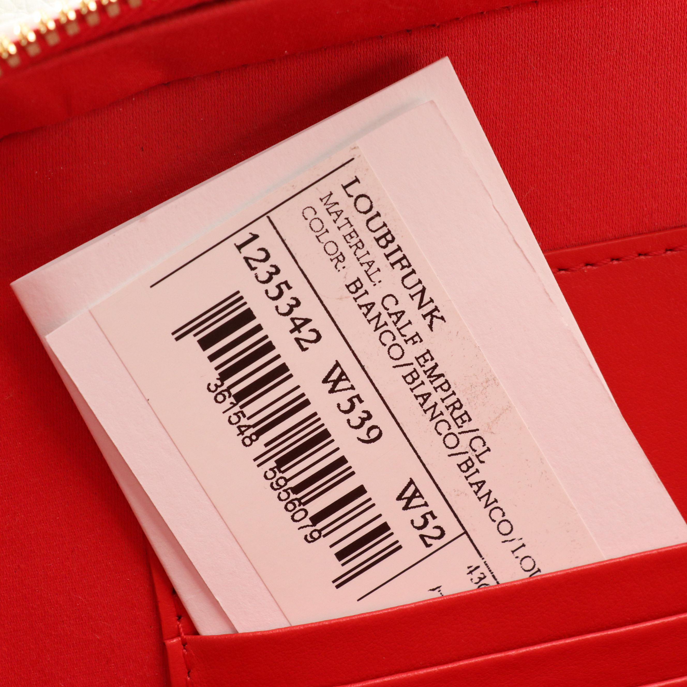 Christian Louboutin "Loubifunk" Sling Bag in White Leather with Red Accents