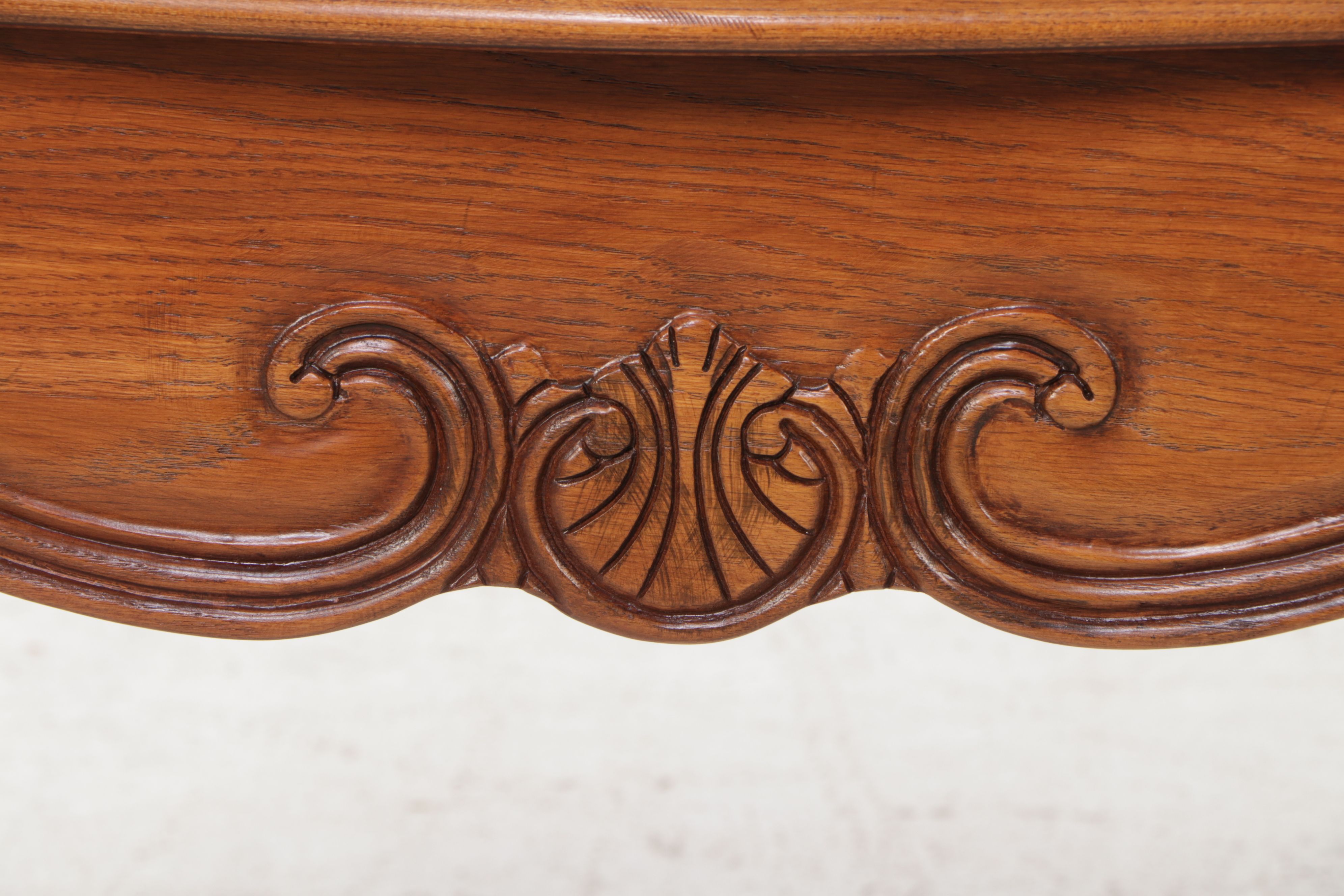 Thomasville "Country French" Smoked Glass and Oak Console Table