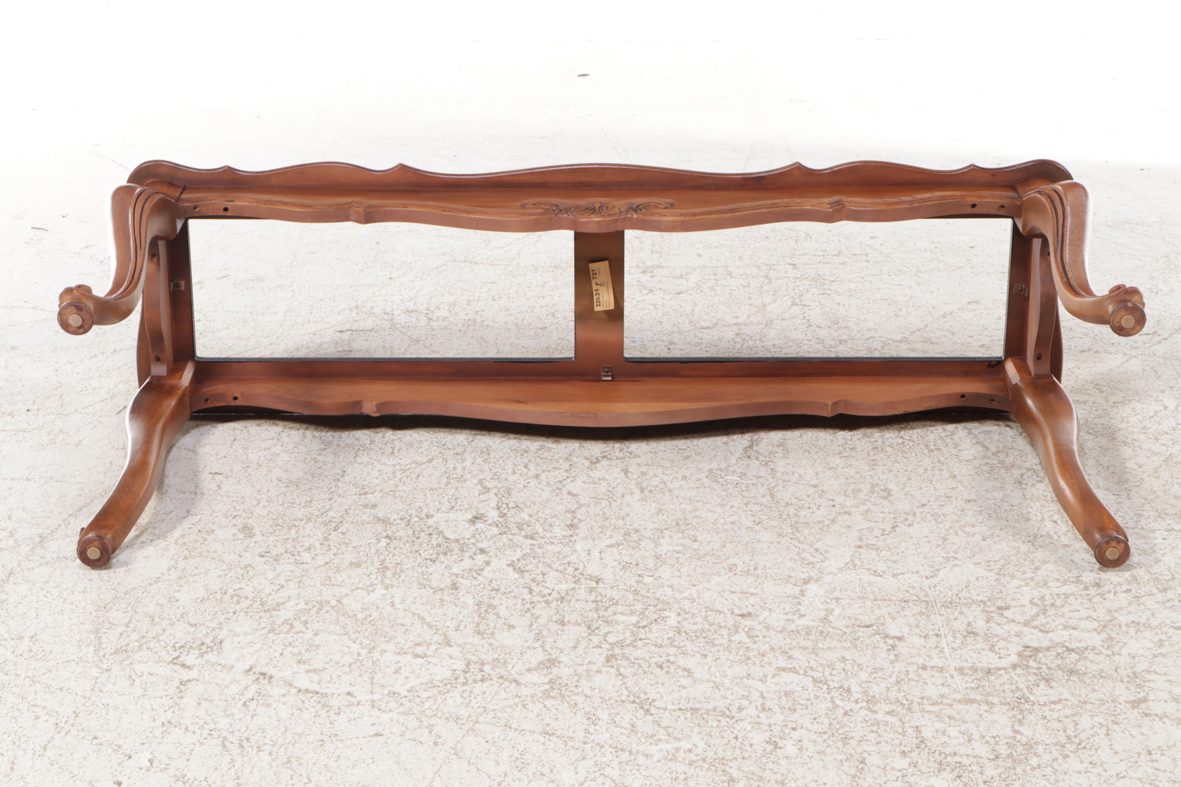 Thomasville "Country French" Smoked Glass and Oak Console Table