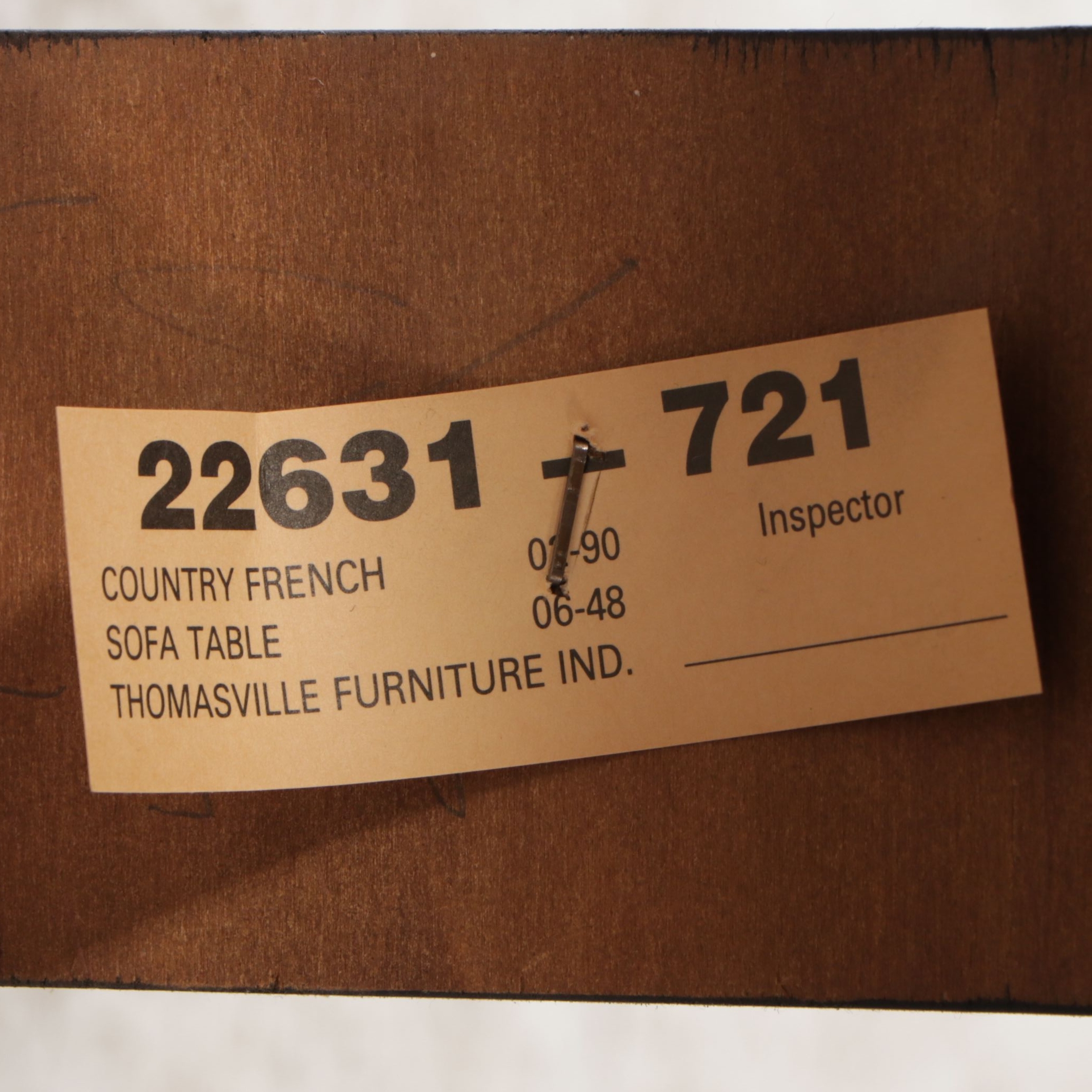 Thomasville "Country French" Smoked Glass and Oak Console Table