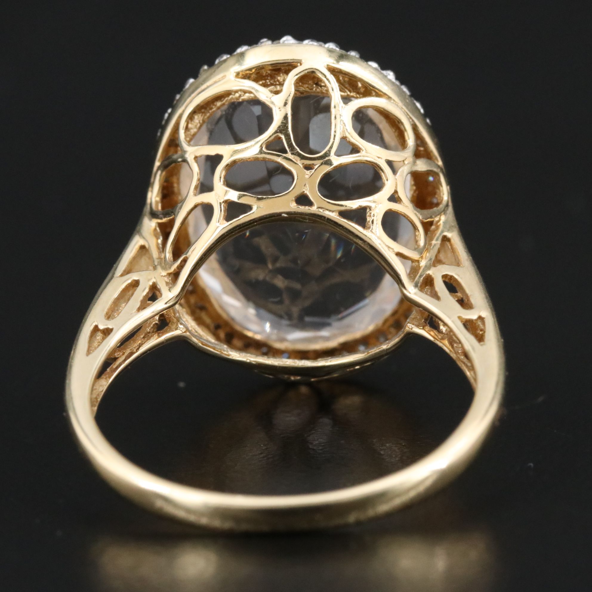 14K 11.22 CT Rock Crystal and Diamond Ring