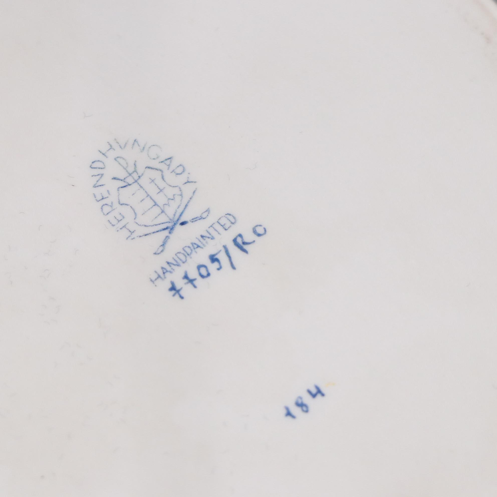 Herend "Rothschild Bird" Hand-Painted Porcelain Dish with Scalloped Gilt Edge