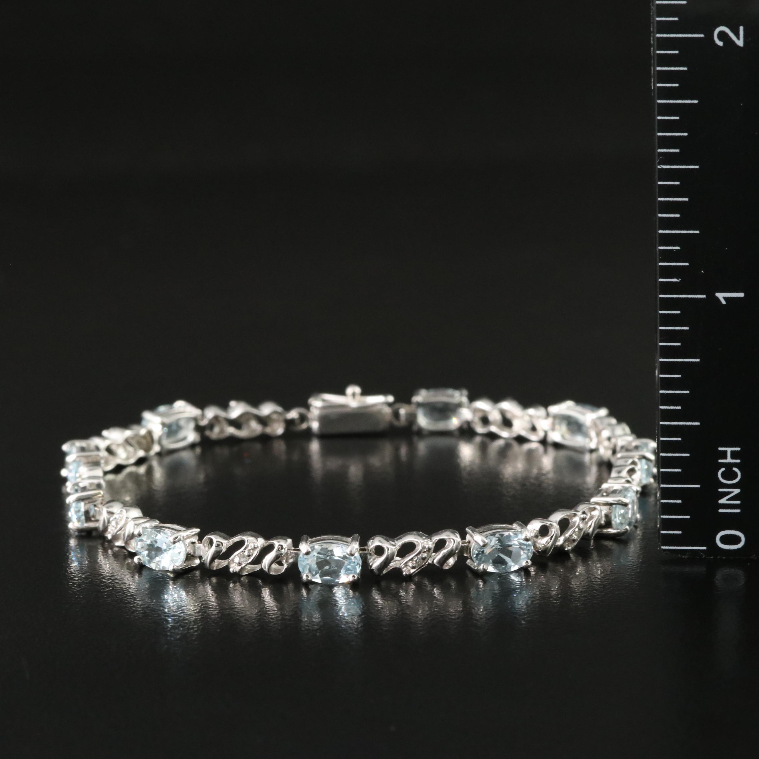10K Aquamarine and Diamond Bracelet