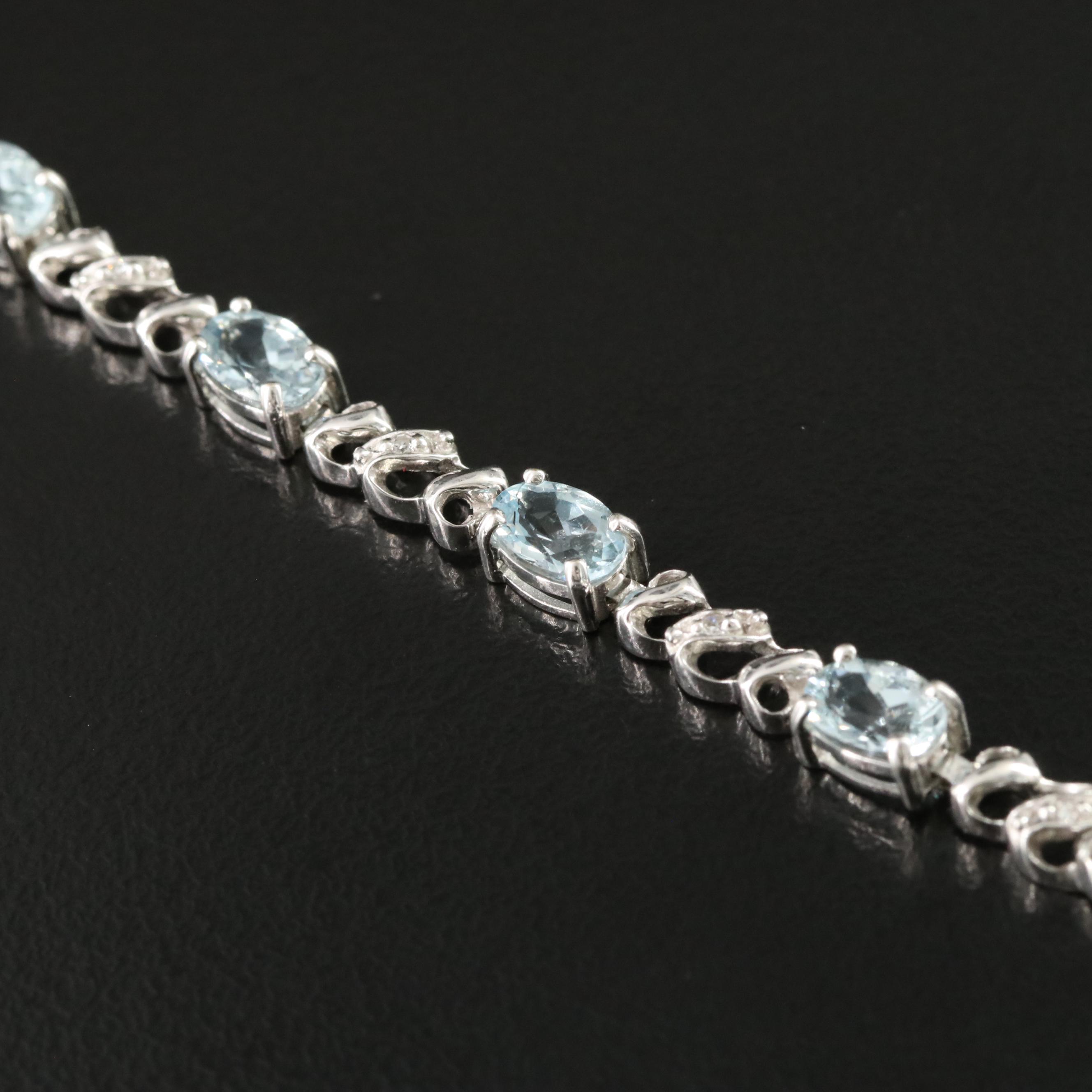 10K Aquamarine and Diamond Bracelet