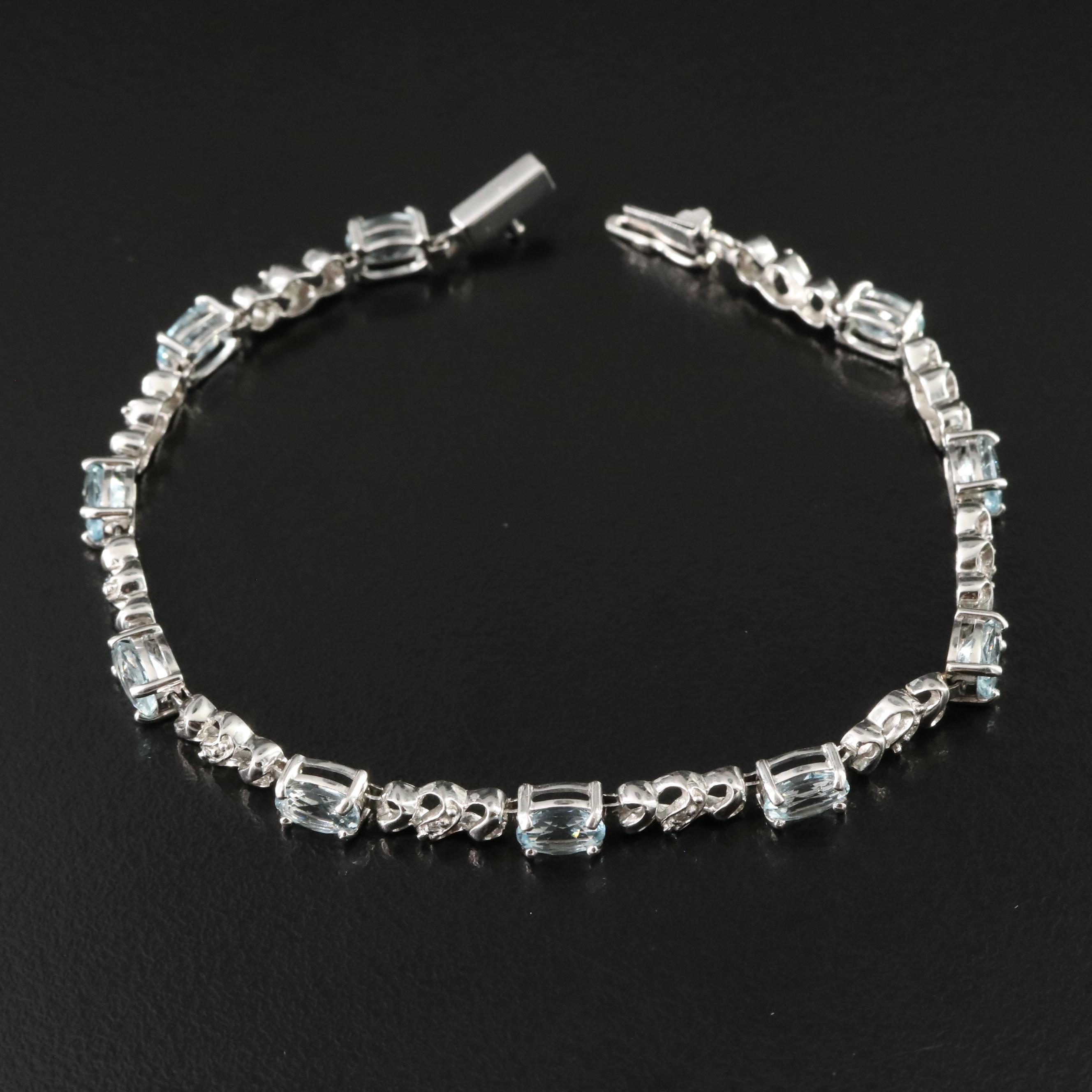 10K Aquamarine and Diamond Bracelet